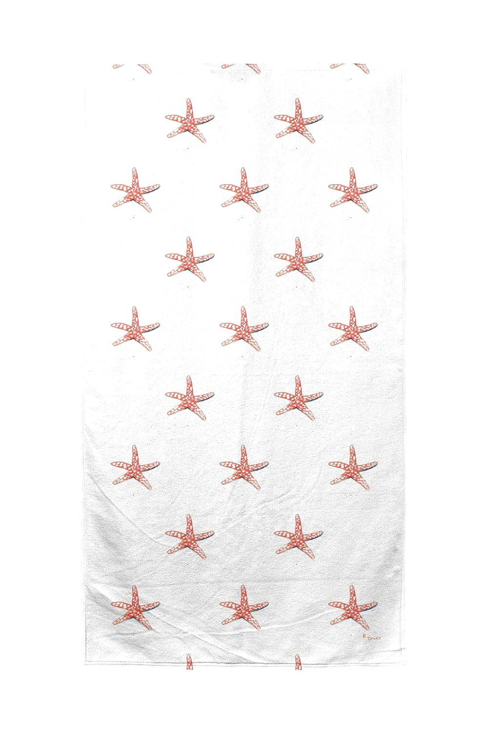 Betsy Drake Coral Starfish Beach Towel - Large Soft Absorbent Quick-Dry Towel for Pool, Beach, Vacation & Outdoor Activities | Coastal Decor & Summer Essentials