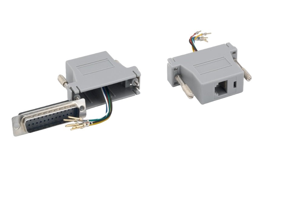 DB25 Male to RJ12 (6P6C) Female Modular Adapter - Gray (10 Pack) - Ideal for Networking, Telecom & Data Center Connectivity