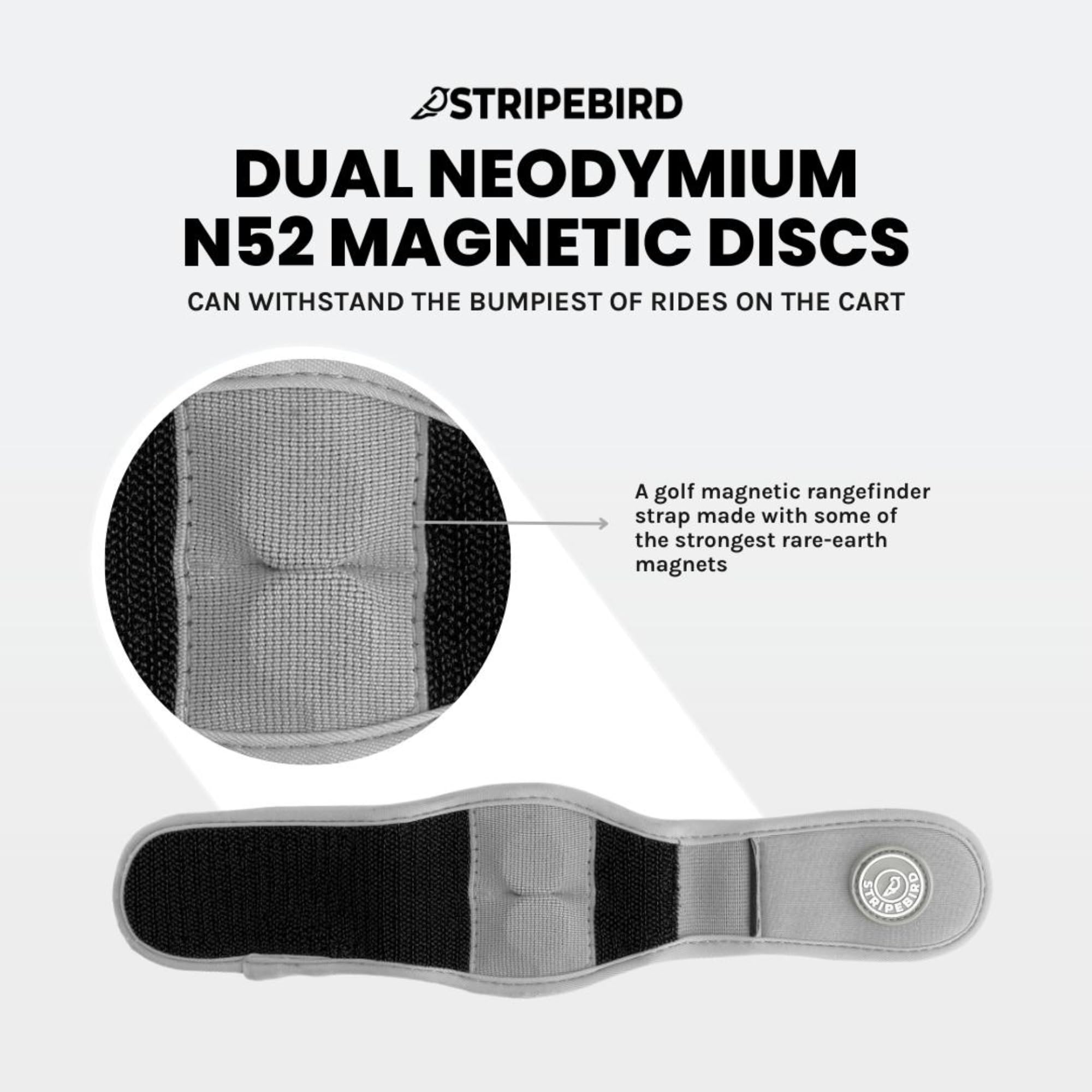 Stripebird 2.0 Slim Magnetic Golf Rangefinder Strap - Form Fitting Buckle-Free Design for Golf GPS & Laser Rangefinders - Perfect for Golf Tournaments, Practice Rounds & Course Play