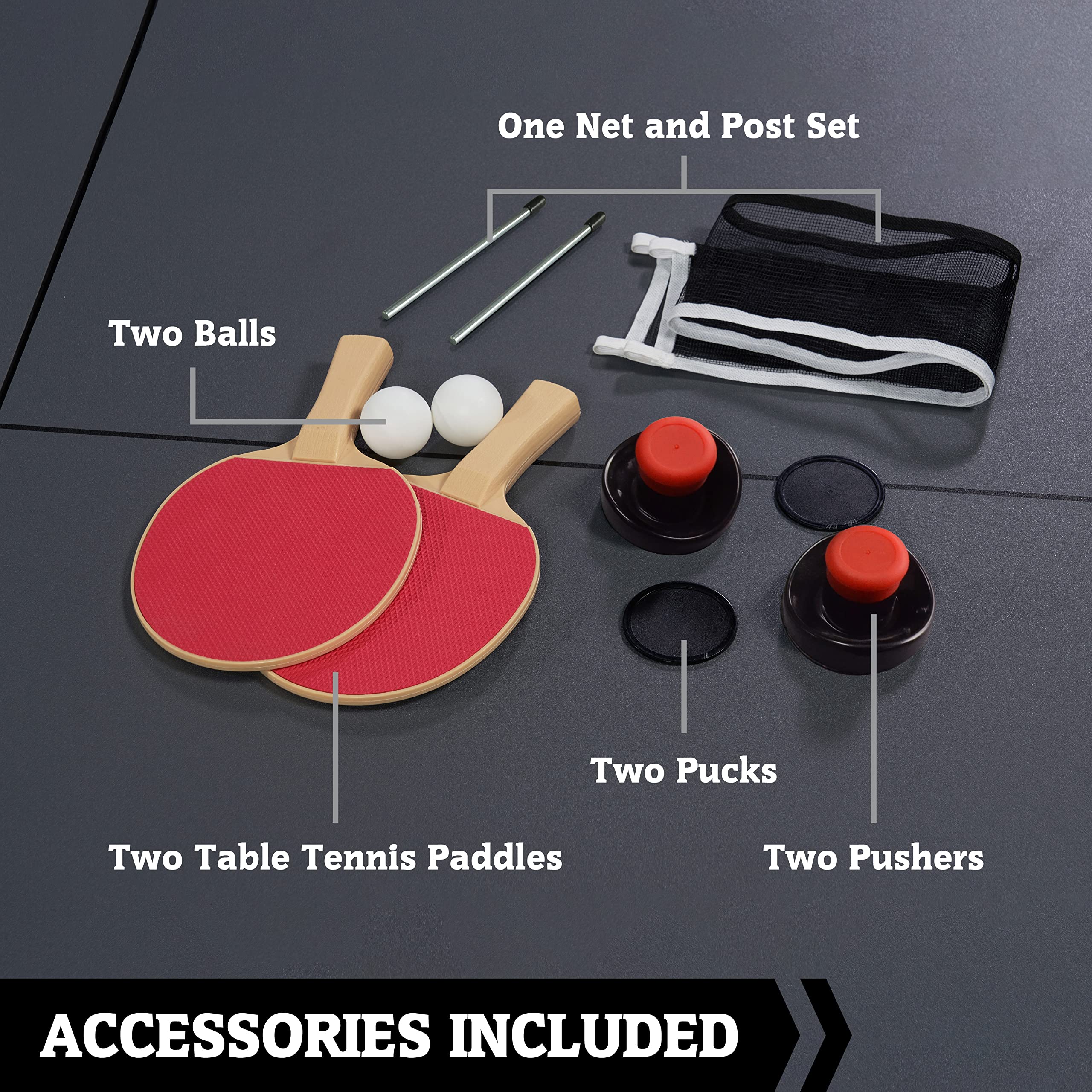 Hall of Games 5.5' Air Powered Hockey & Table Tennis Combo - 2-in-1 Arcade Game with Pusher, Puck, Net & Paddles - Perfect for Family Game Nights & Rec Room Entertainment