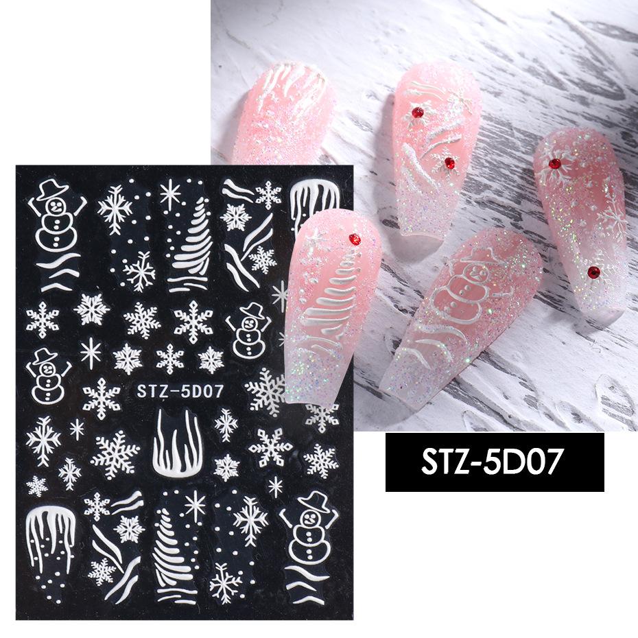 5D Christmas Snowflakes Nail Art Stickers - Festive Holiday Nail Decals for Winter Parties & Gift Giving
