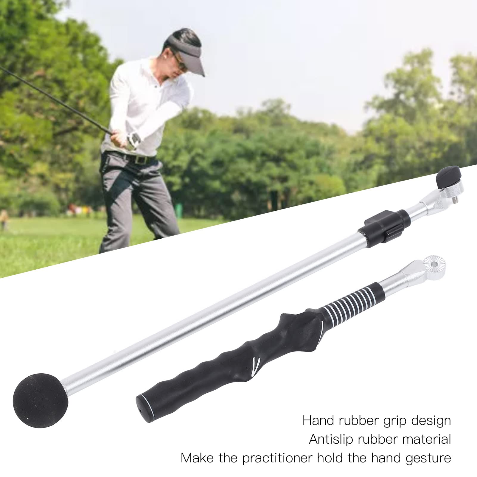 Premium Golf Swing Trainer for Tempo & Flexibility - Adjustable Warm-Up Stick for Indoor & Outdoor Practice | Perfect for Driving Range, Backyard & Golf Course Training (Black)
