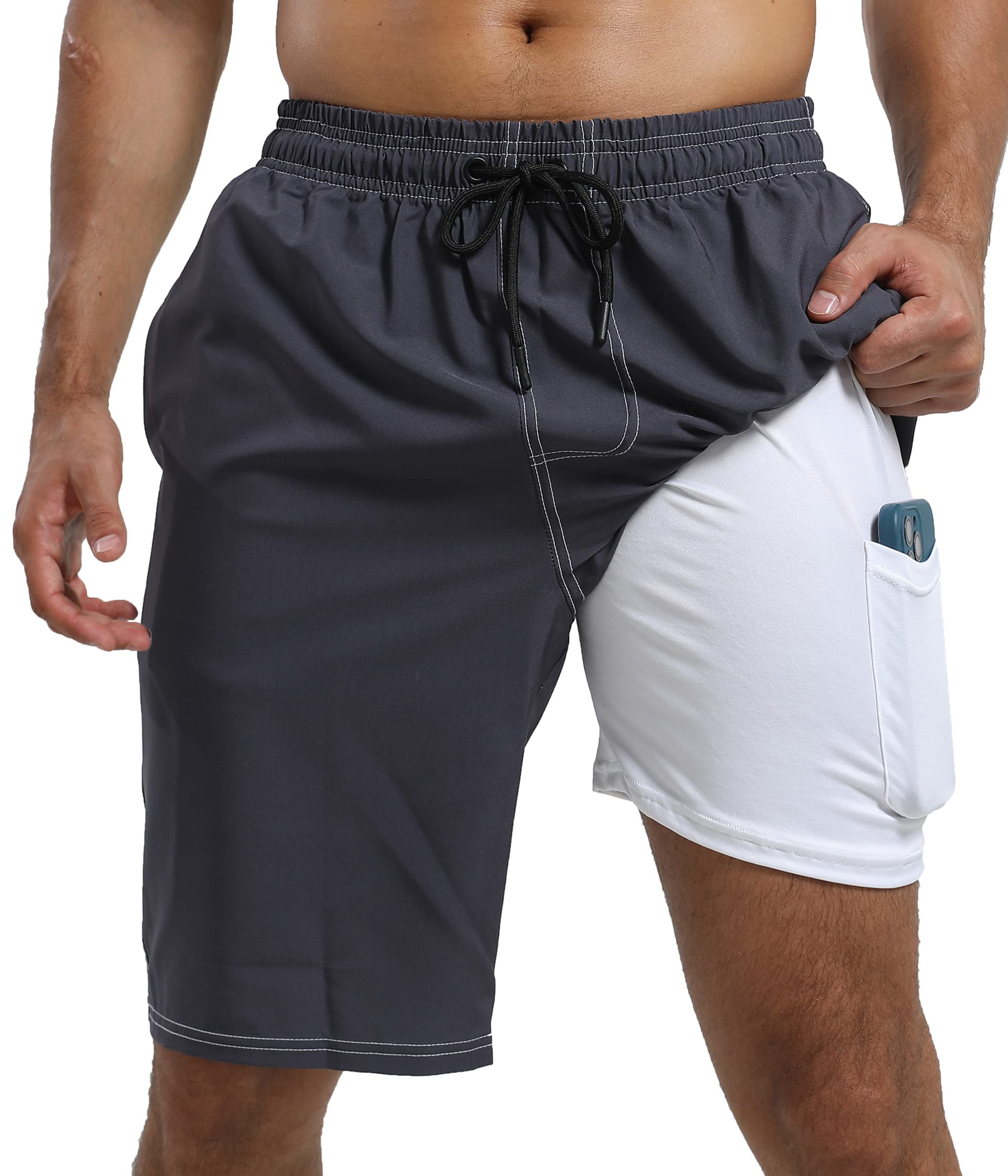 **Men's Quick Dry Swim Trunks with Compression Liner - Lightweight Beach Shorts for Swimming, Surfing & Summer Sports | Perfect for Pool, Vacation & Water Activities**