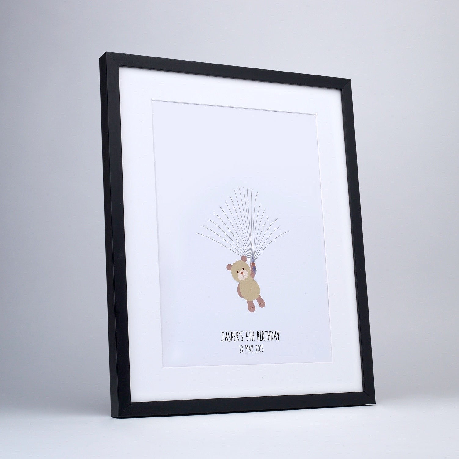 Personalized Fingerprint Art - Custom Brown Teddy Bear Gift for Kids, Baby Shower, Birthday & Nursery Decor | Unique Handmade Keepsake for Family & Loved Ones