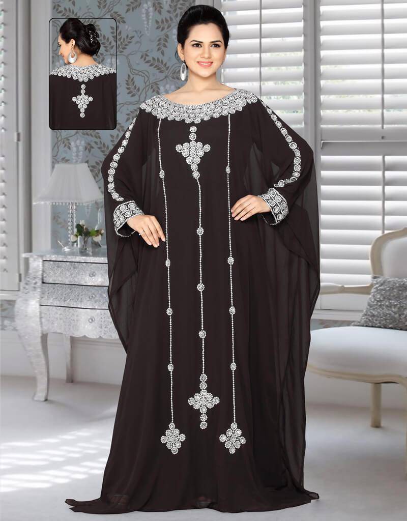 Exquisite Farasha Style Kaftan with Hand Embroidery - Elegant Boho Maxi Dress for Beach, Party & Special Occasions