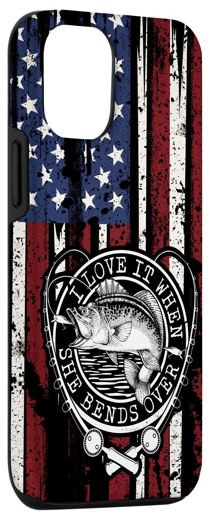 iPhone 12/12 Pro Case with Bass Fishing & American Flag Design - Patriotic Fishing Enthusiast Phone Cover | Perfect for Outdoor Adventures, Fishing Trips & Patriotic Events