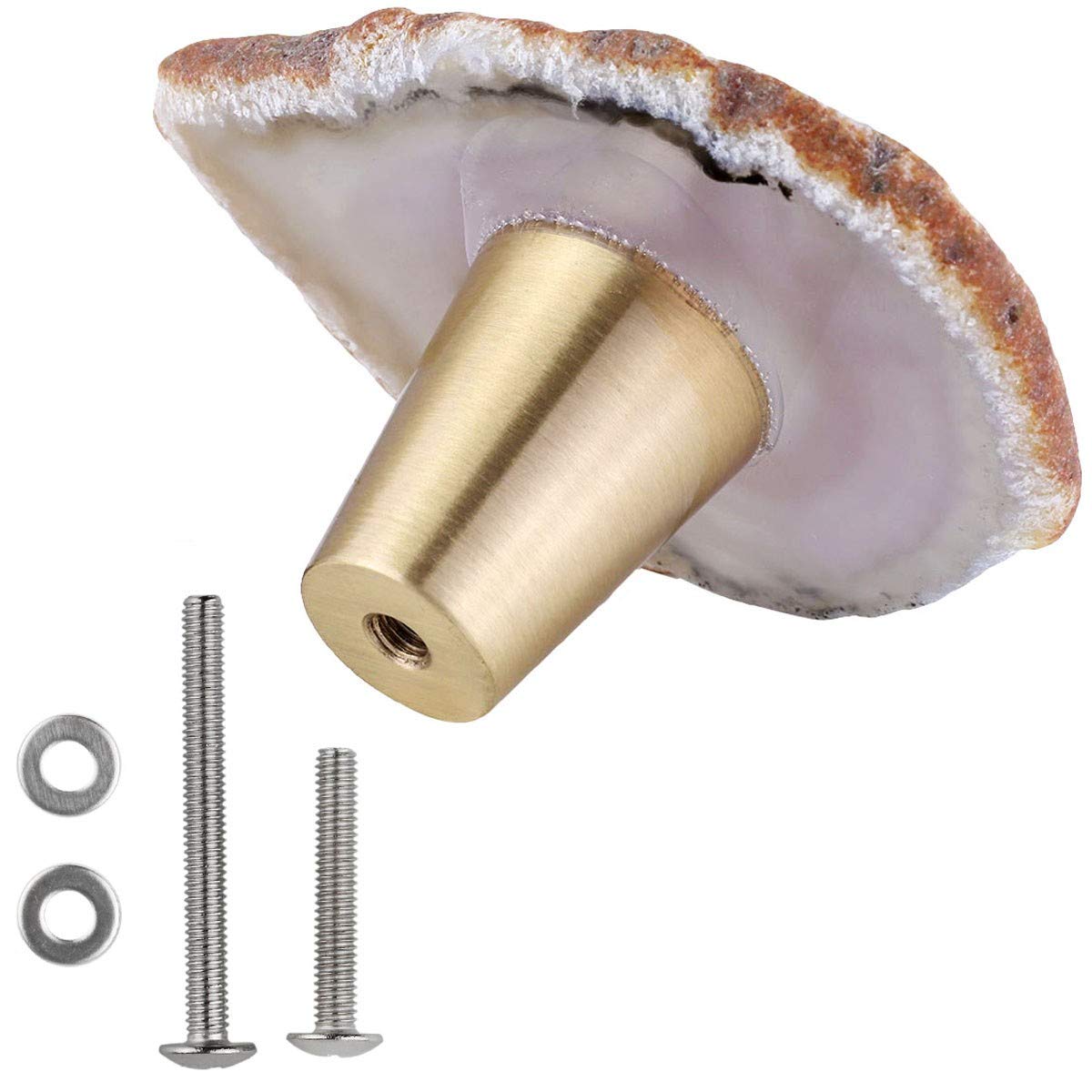 Rockcloud Pack of 4 Natural Agate Slice Cabinet Knobs - Unique Stone Drawer Pulls for Dresser, Cupboard & Door Hardware - Elegant Home Decor for Bedroom, Bathroom & Kitchen Cabinets