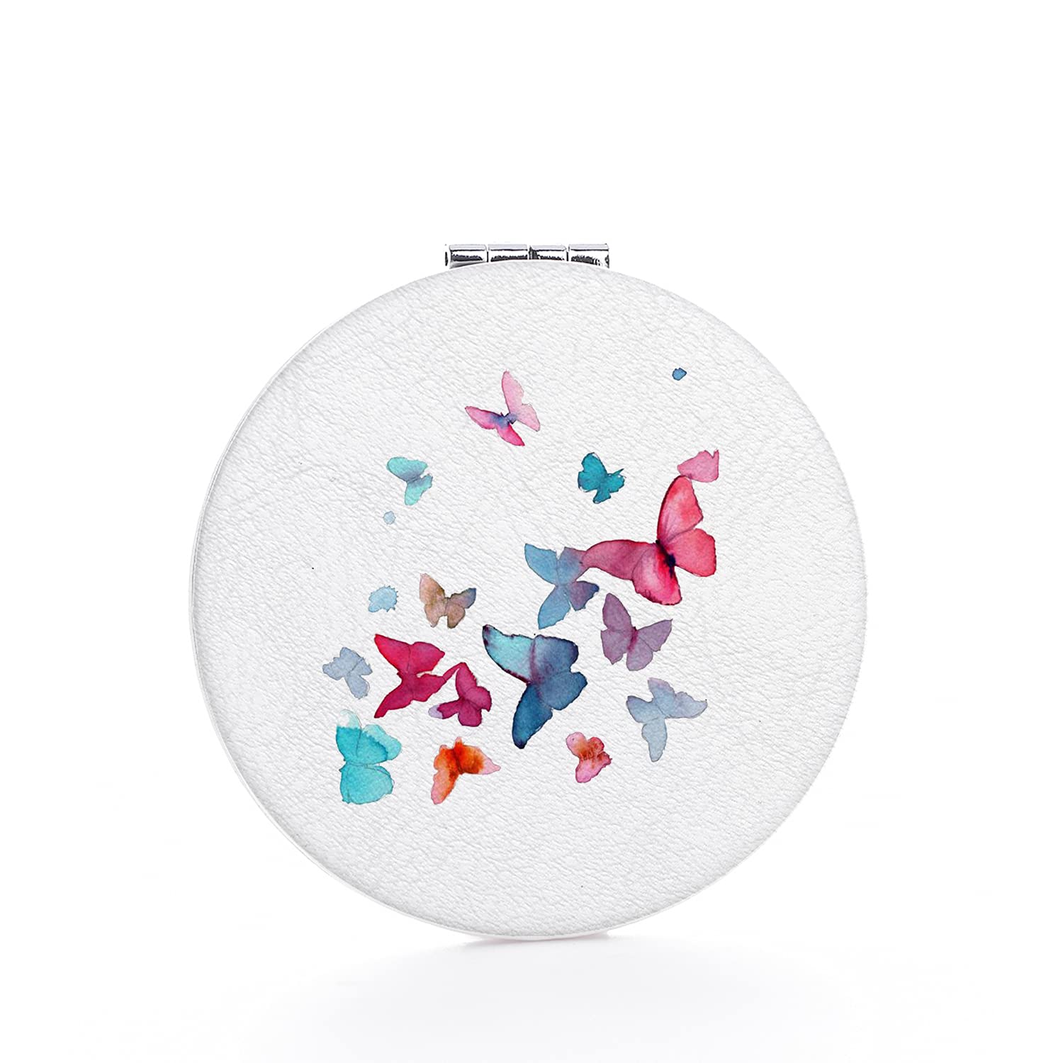 Beautiful Watercolor Butterfly Design Shatterproof Hand Mirror - Double Sided Magnifying & Portable Compact Round Makeup Mirror for Women, Mothers & Kids | Perfect for Travel, Home Vanity & Gifts