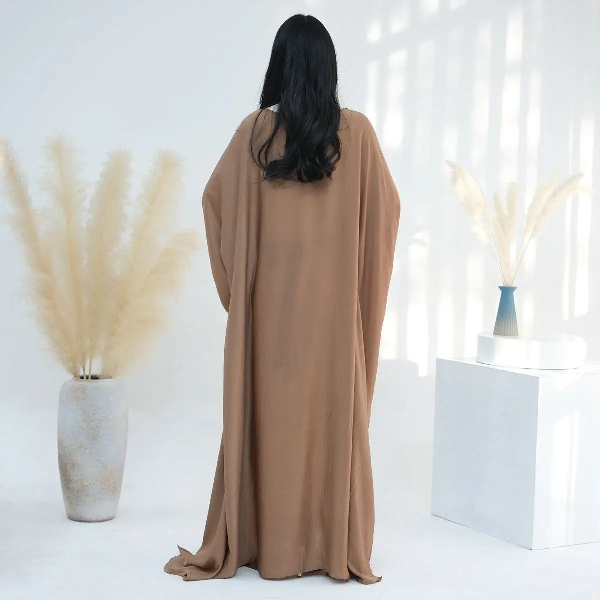 Elegant Batwing Sleeve Muslim Farasha Abaya Dress for Women - Modest Islamic Prayer Dress for Mosque & Special Occasions