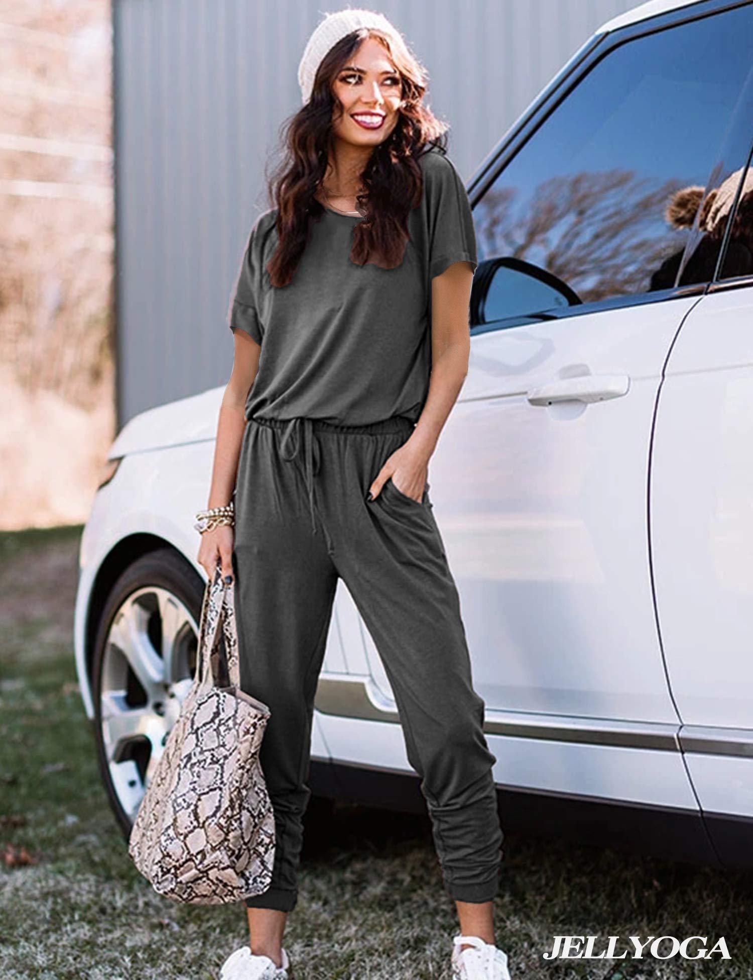 Women's 2-Piece Lounge Set - Short Sleeve & Pants for Home & Travel