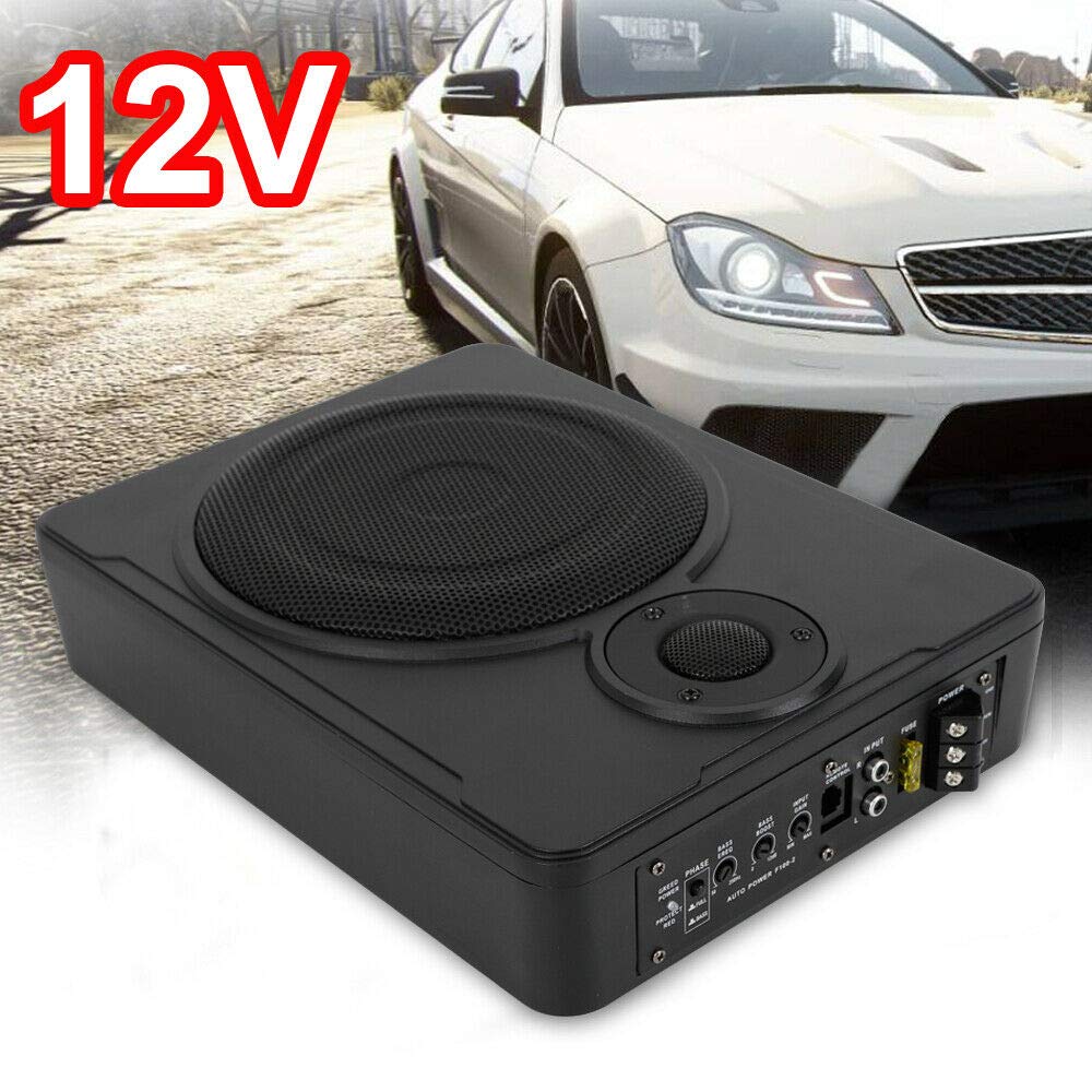 GUANG 8'' 600W Alloy Under-Seat Car Subwoofer System - Powered Stereo Bass Audio Amplifier with Slim Enclosure - Perfect for Truck, SUV & Car Audio Upgrades