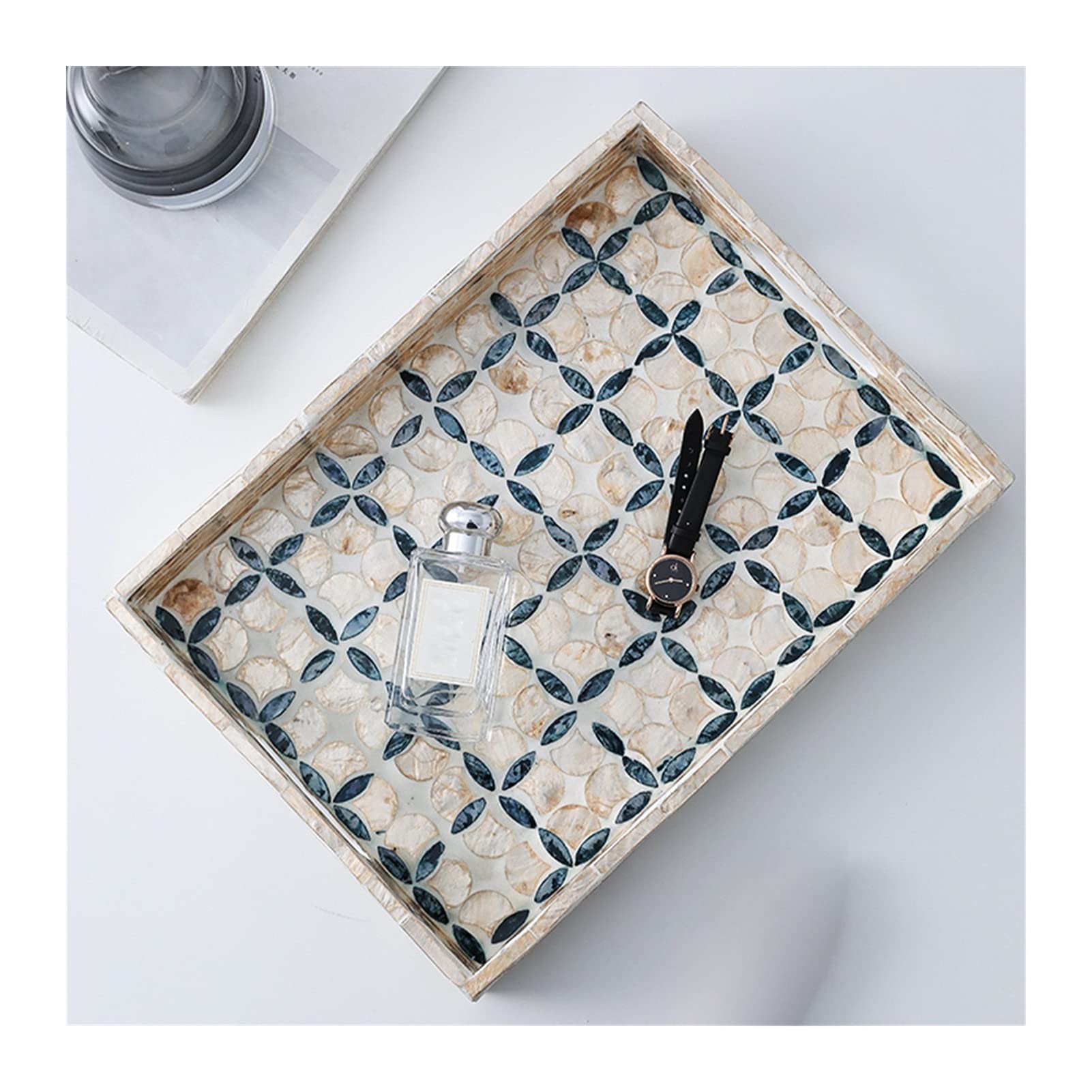 Stylish Wooden Serving Tray - Rectangular Tea Tray & Jewelry Organizer | Decorative Vanity Dresser Tray for Perfume Storage | Entryway, Living Room & Bedroom Decor | Perfect for Home Organization & Gift Giving