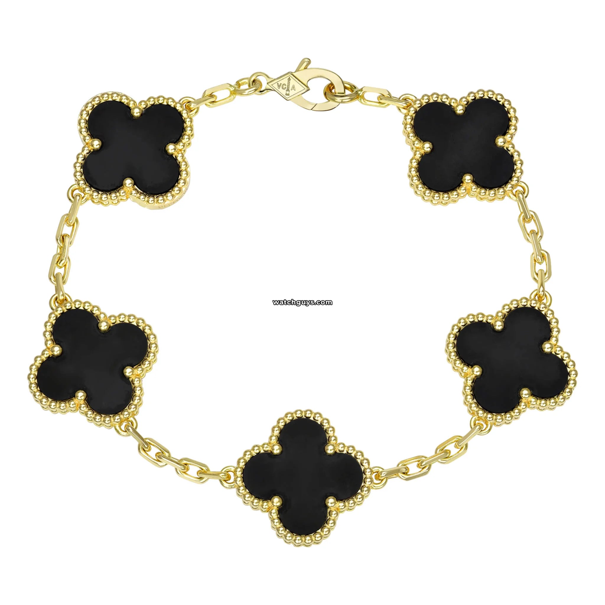 Van Cleef & Arpels Vintage Alhambra 5 Motifs Onyx Bracelet - Luxury Jewelry for Women, Elegant Gift for Anniversary & Special Occasions