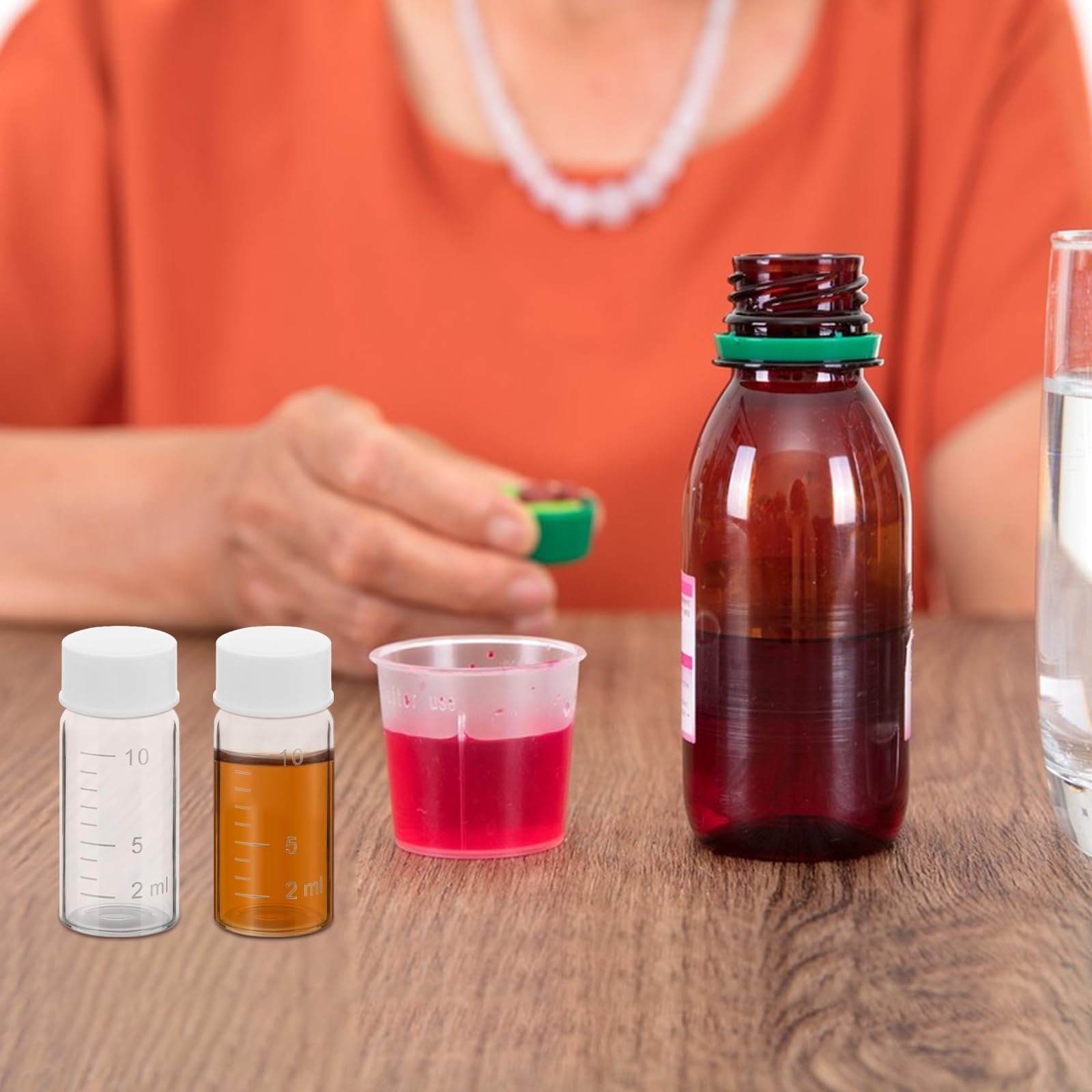5-Pack 10ml Clear Travel-Sized Liquid Medicine Bottles with Leak-Proof Plug - Portable Single Dose Medication Dispenser for Pills, Essential Oils & Vitamins - Perfect for Travel, Hiking & Daily Use