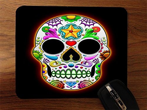 Vibrant Candy Skull Silicone Mouse Pad - Non-Slip Office & Gaming Desk Mat for Computers, Laptops - Perfect for Halloween Decor, Gamer Gifts & Workspace Accessories