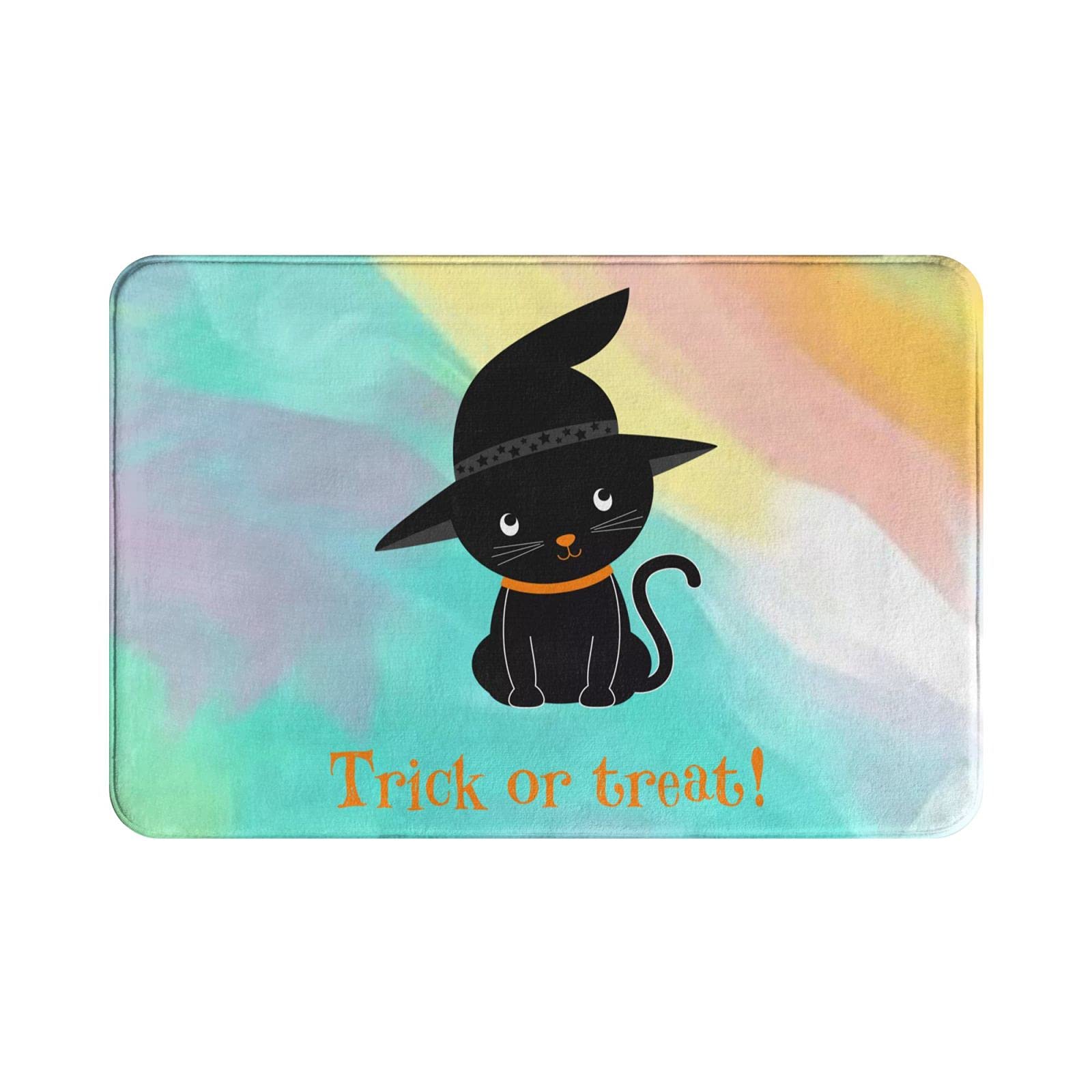 Funny Halloween Black Cat Doormat - Non-Slip Indoor/Outdoor Entrance Rug (16x24 Inch) - Easy Clean Welcome Mat for Front Door Decor & Seasonal Home Decorations - Perfect for Halloween Party, Porch Decor & Fall Home Decor