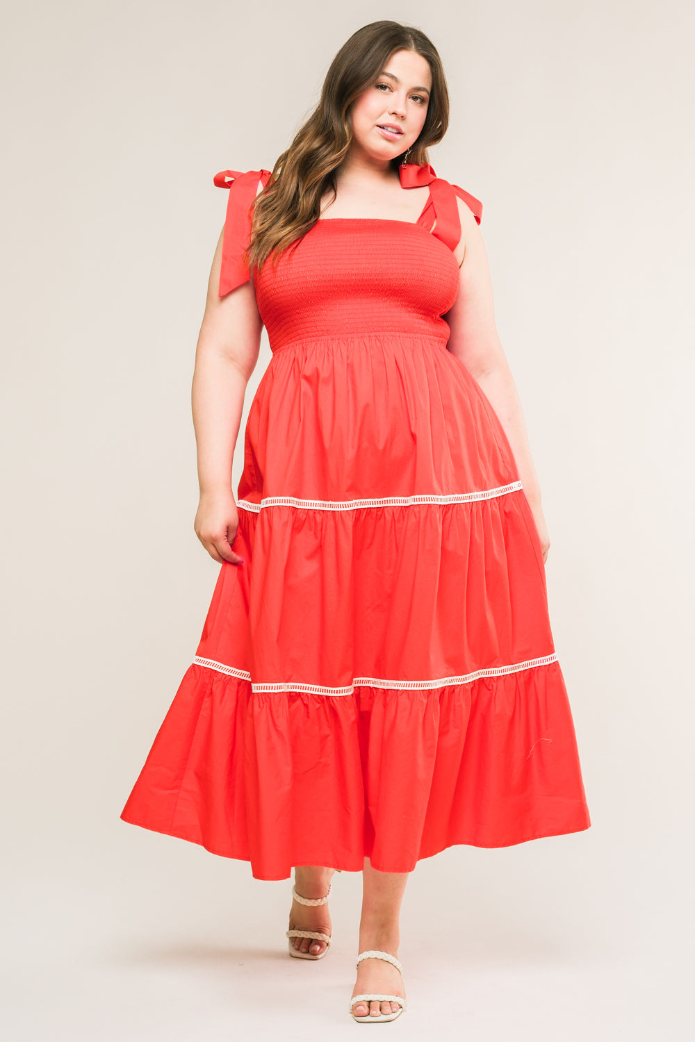 Elegant Lace Trim Poplin Midi Dress for Women - Perfect for Summer, Weddings & Special Occasions
