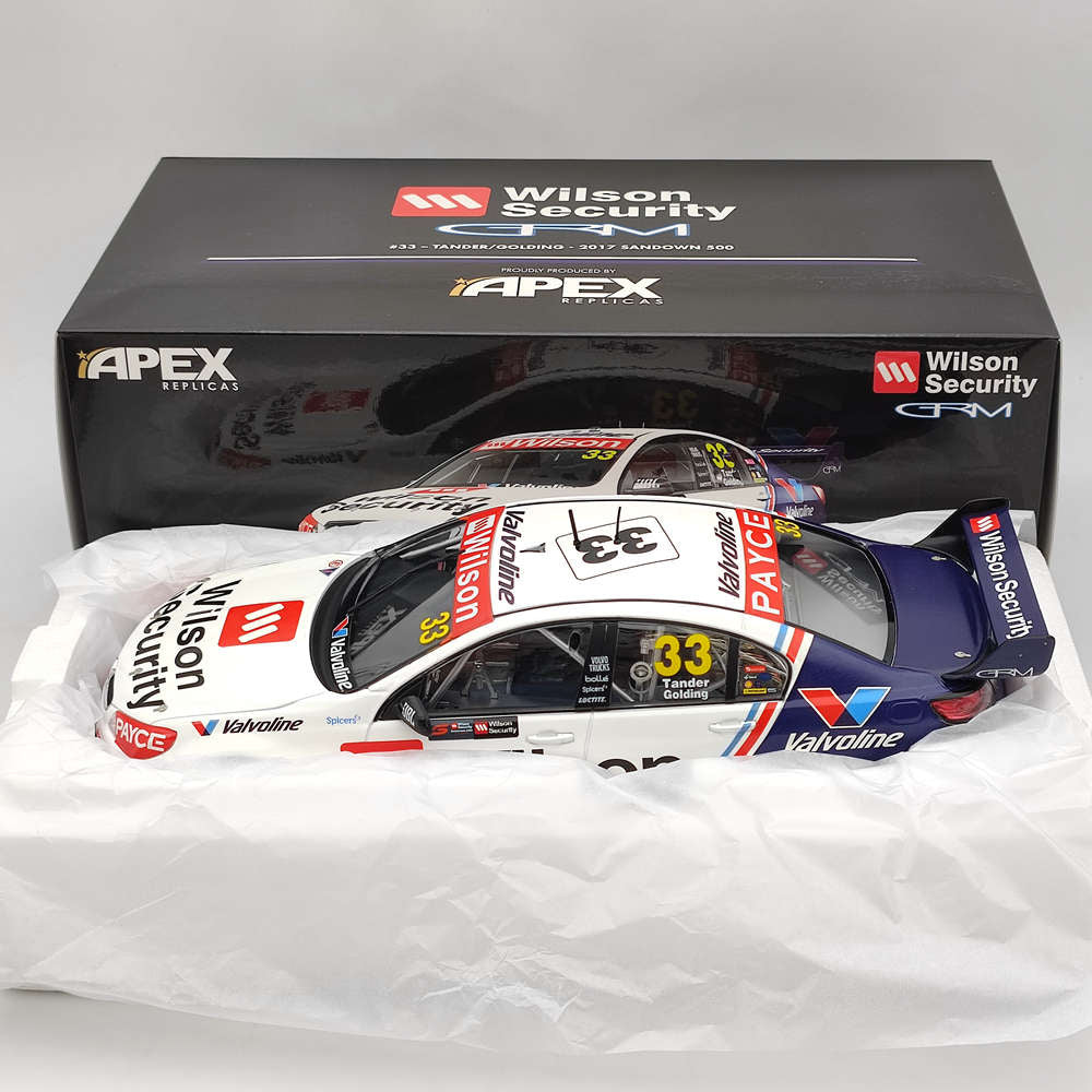 1/18 Scale Apex Wilson Racing #33 Tander/Golding 2017 Sandown 500 Diecast Model Car - Limited Edition Collectible for Racing Fans & Display Showcase