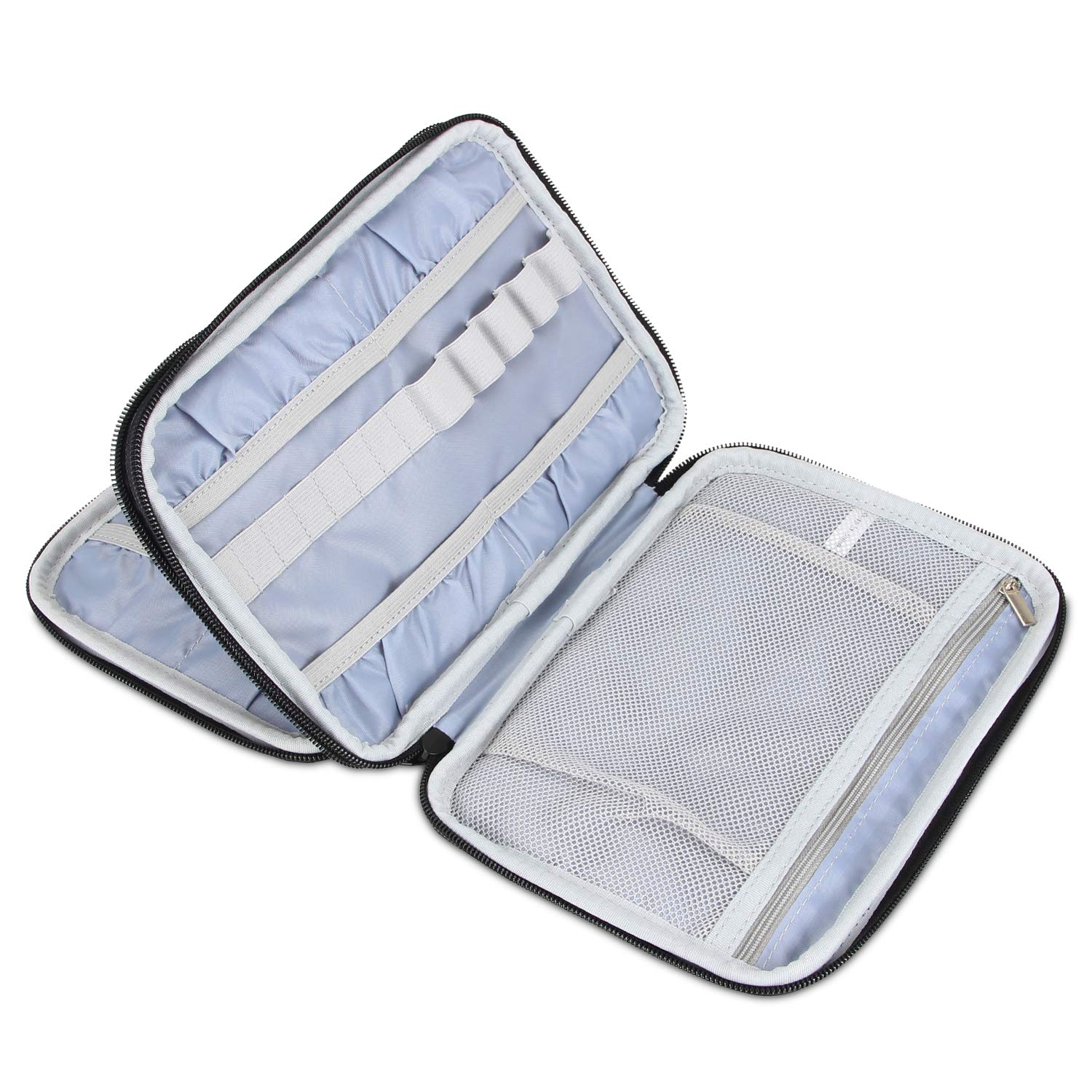 **Damero Crochet Hook Case – Large Travel Storage Bag for Swing & Lighted Crochet Hooks, Needles (Up to 8'') & Accessories – Blue Dots Design | Perfect for Crafters, Travel & Organizing Crochet Supplies**