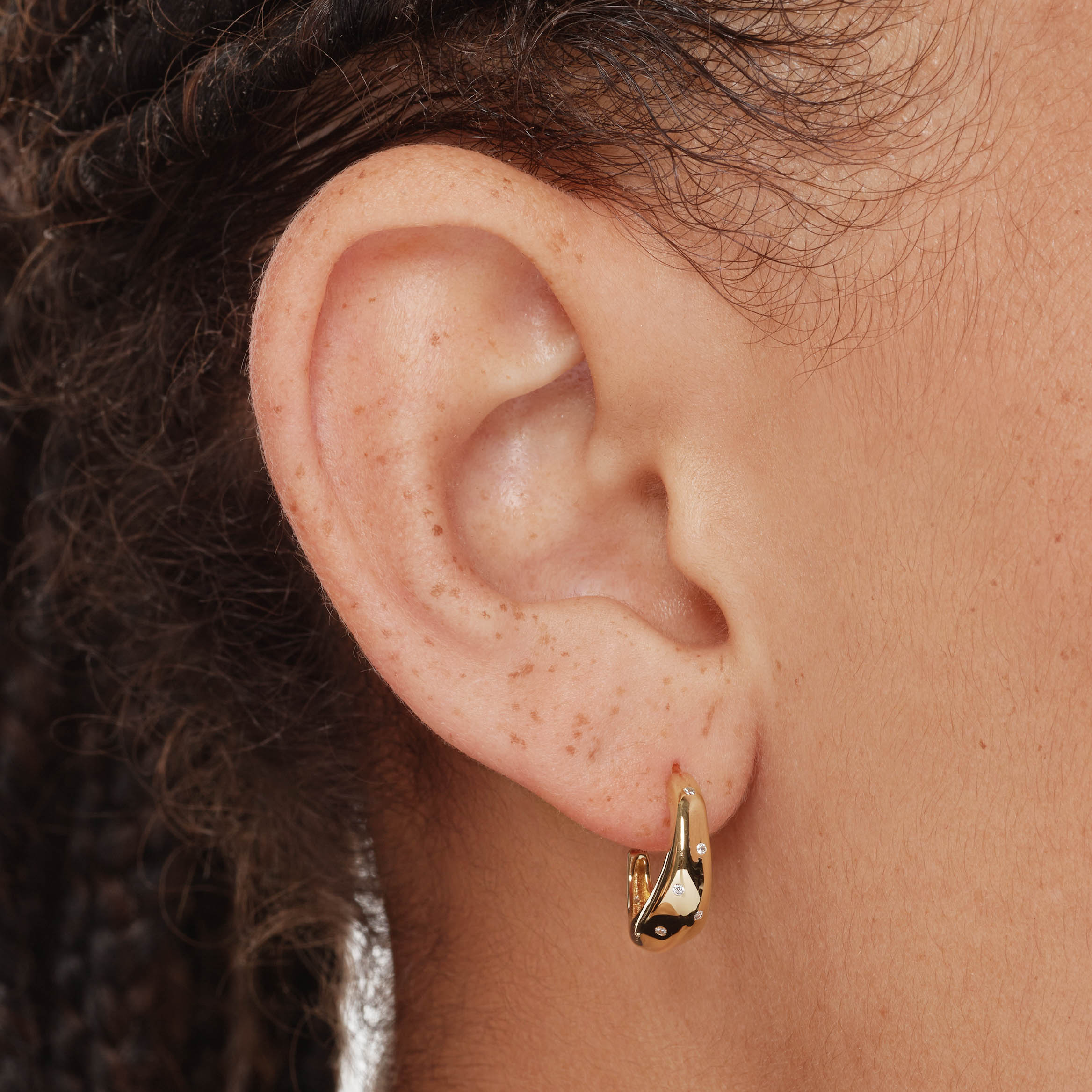 14K Gold White Zircon Polka Dot Hoop Earrings for Women - Elegant Dainty Stud Earrings for Everyday Wear & Special Occasions