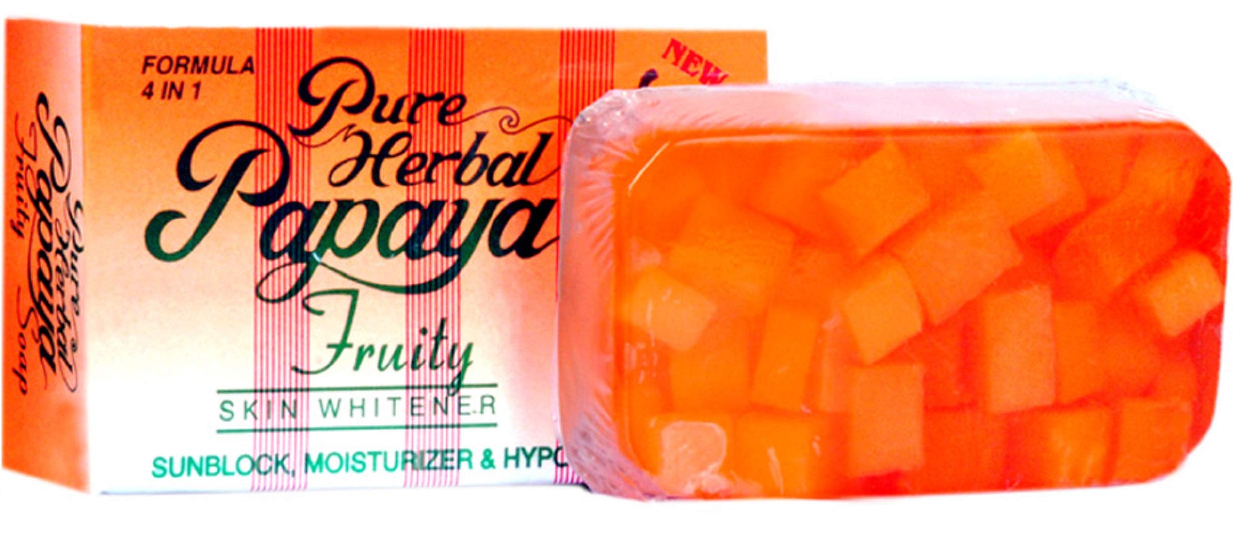 Pure Herbal Papaya Fruity Soap - 4-in-1 Skin Whitening & Brightening Bar (135g) for Face & Body - Natural Glow for Dry, Oily & Sensitive Skin - Perfect for Daily Cleansing & Spa Treatment