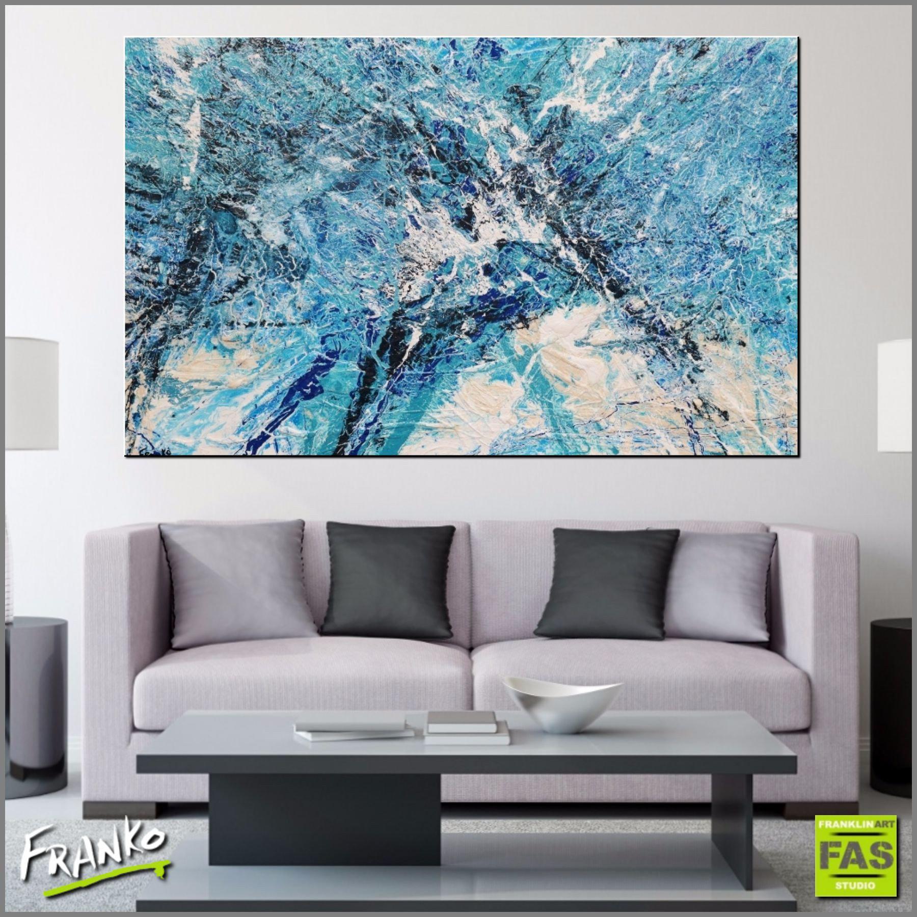Abstract Blue Wall Art - Modern Canvas Painting for Home & Office Decor | Perfect for Living Room, Bedroom, or Workspace