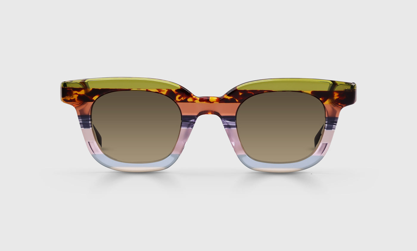 Signal Fire Color 10 Earth Tone Stripe Front & Blue Grey Temples - Stylish Unisex Sunglasses for Outdoor Activities, Beach, Driving & Fashion