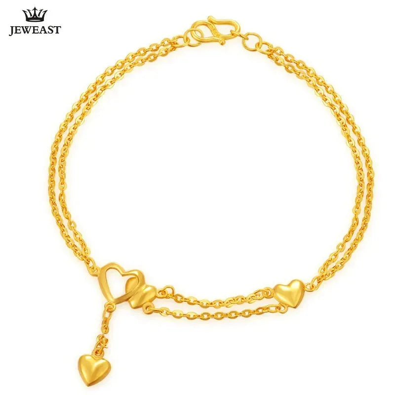 24K Pure Gold Bracelet - 999 Solid Gold Bangle for Women, Simple & Elegant Heart Design, High Glossy Finish Jewelry Gift for Anniversary, Birthday & Valentine's Day | Luxury Fashion Accessories 2023