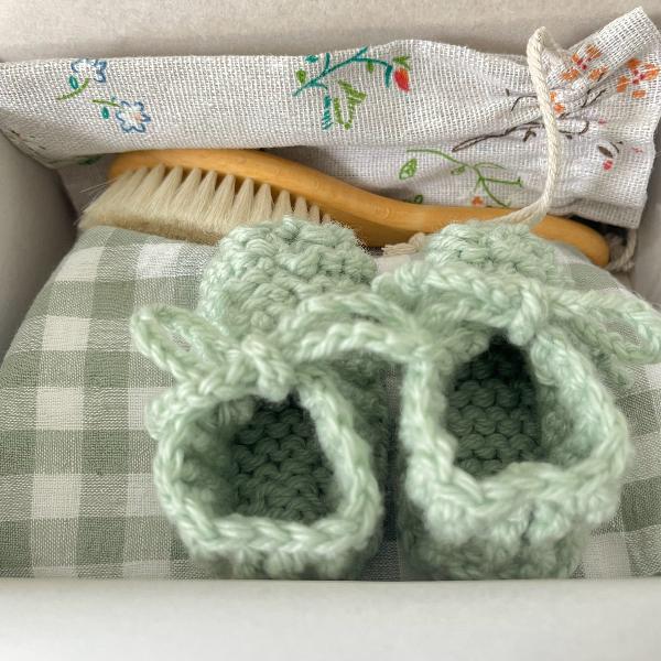 Baby Brush, Dribble Bib & Bootie Set - Newborn Gift Set for Shower, Photography & Daily Use | Soft Hair Care, Drool Protection & Warm Feet