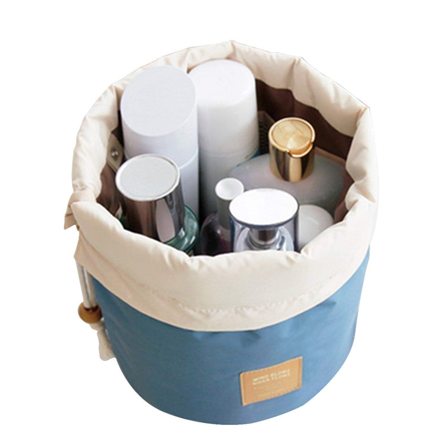 POXEFLIP Barrel Shaped Jewelry and Cosmetics Organizer - Travel Toiletry Bucket Bags for Men and Women (Multicolor) - Perfect for Bathroom Storage, Travel Essentials & Makeup Organization