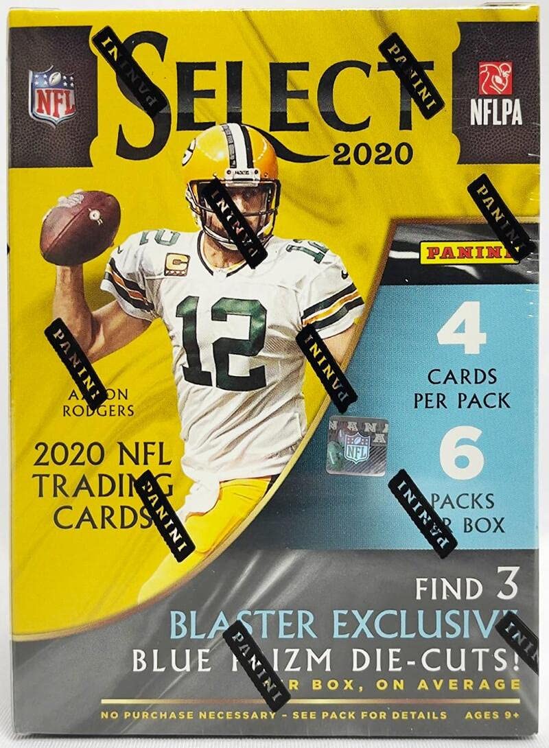2020 Panini Select Football 6-Pack Blaster Box with Blue Prizms - NFL Trading Cards Collection for Collectors & Fantasy Football Fans - Perfect for Gifts, Display, and Trading
