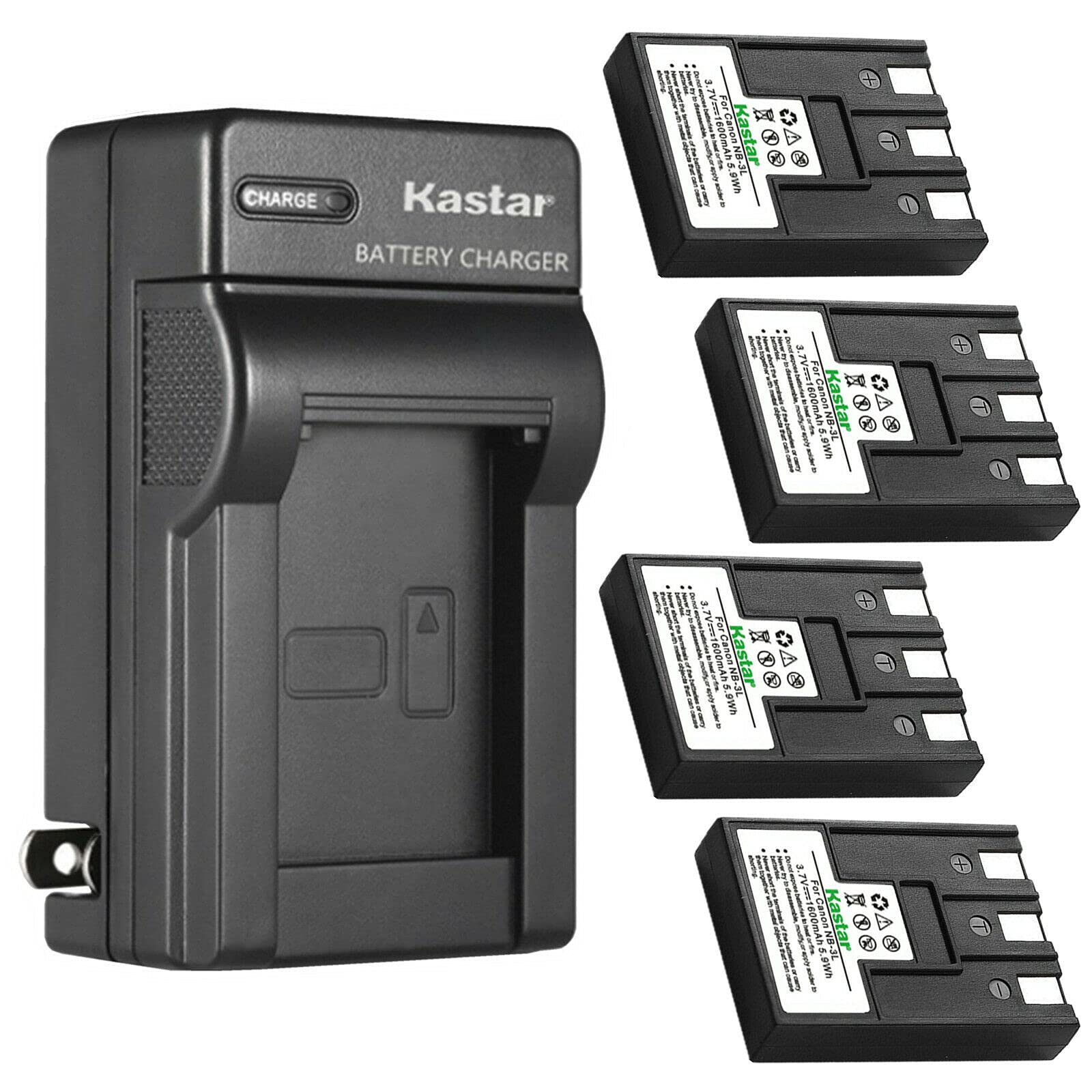 Kastar 4-Pack NB-4L Battery and AC Wall Charger Replacement for Canon PowerShot 20, IXUS 700/750/i/i5/II/IIs/i7 - Perfect for Travel Photography & Everyday Use