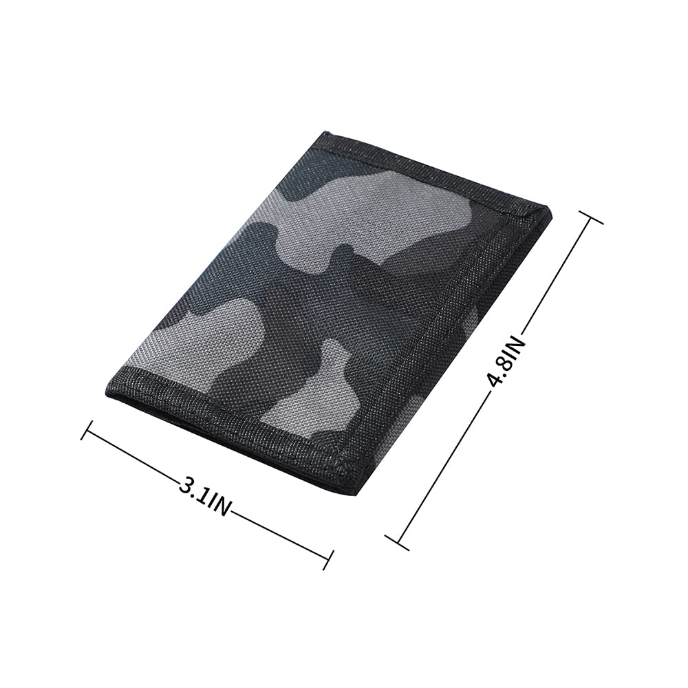 **Durable Kids Wallets for Boys & Girls (Ages 4-14) - Tri-Fold Wallet with Zipper Coin Pocket - Perfect for Toddlers & Teens - Great Birthday & Christmas Gift Idea - Grey Camo Design - Ideal for School, Travel & Everyday Use**
