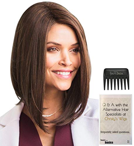Noriko Taylor Wig Bundle - Dark Chocolate Synthetic Hair Wig with Wide Tooth Comb & Christy's Wigs Q&A Booklet | Perfect for Cosplay, Costume Parties, and Everyday Styling
