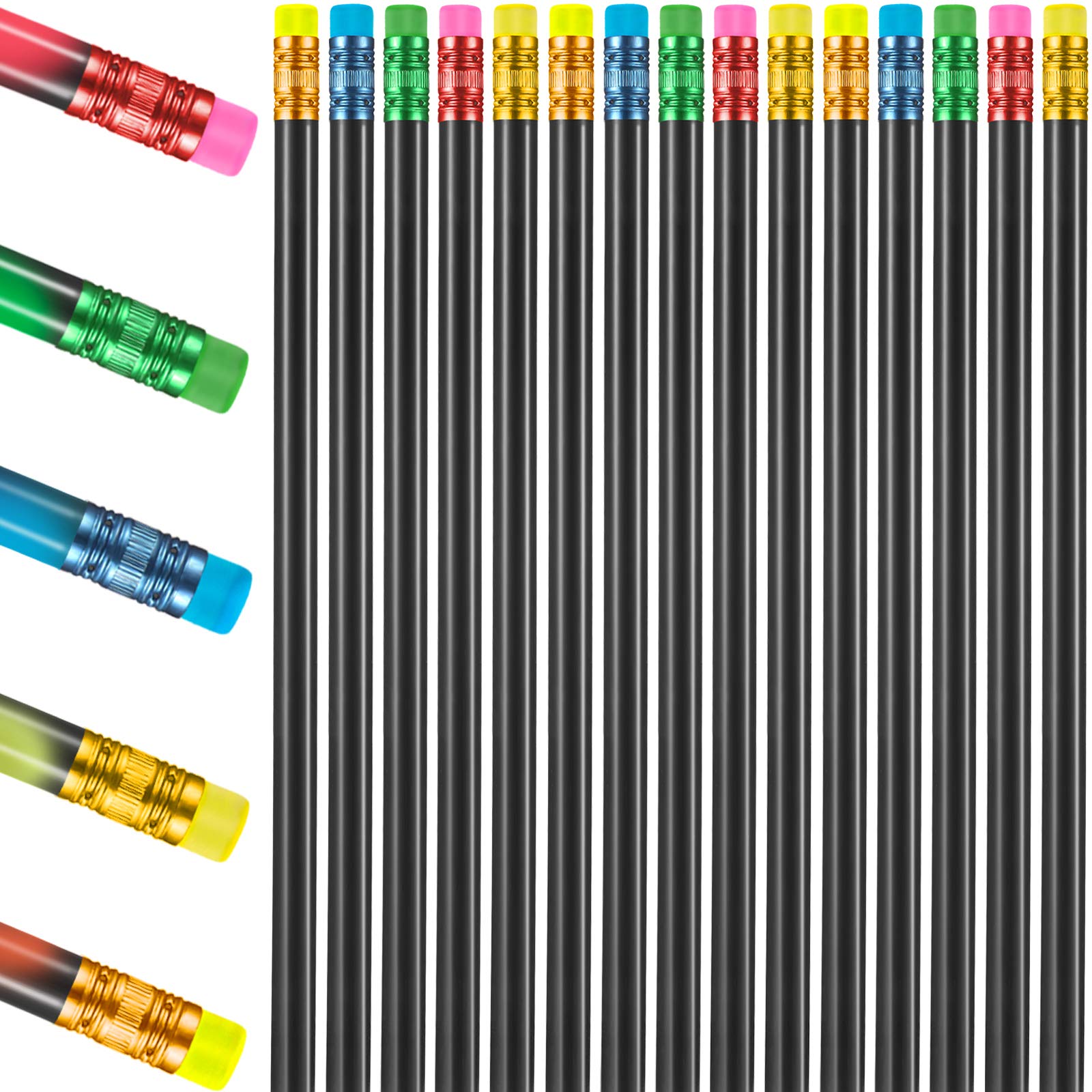 Color Changing Mood Pencils 2B - 60 Pack Thermochromic Pencils with Eraser for Kids & Students - Assorted Colors for Writing, Drawing & Fun Temperature-Sensitive Art Projects
