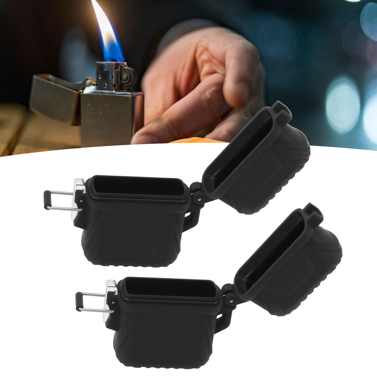 Waterproof Lighter Case 2 Pack - Reusable Lighter Cover for Camping, Hiking & Travel