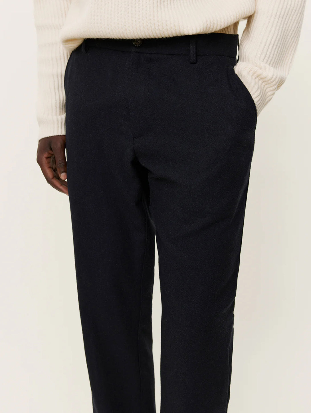 Premium Como Reg Wool Suit Pants - Dark Navy Melange | Classic Business & Formal Wear for Men | Perfect for Office, Weddings & Special Occasions