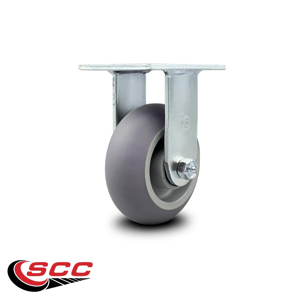 Heavy Duty 5-Inch Thermoplastic Rubber Donut Tread Caster Wheels with Rigid Top Plate - 350 lbs Capacity per Caster by Service Caster - Ideal for Industrial Equipment, Warehouse Carts, and Heavy-Duty Workbenches