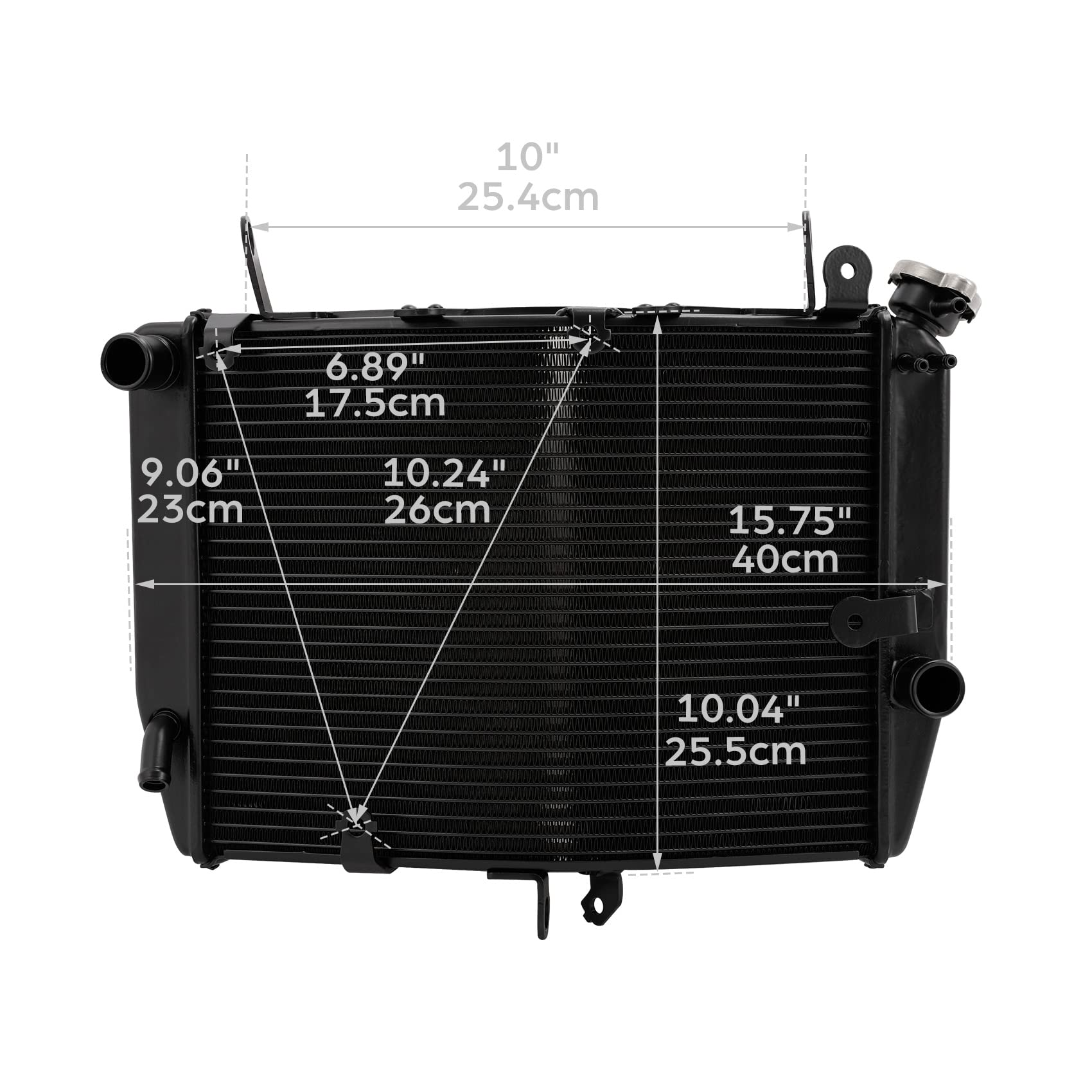 High-Performance TCT-MOTORPARTS Engine Cooler Radiator for Yamaha YZF R6 (2003-2004) & R6S (2006-2010) - Enhanced Cooling System for Motorcycle Racing & Daily Commuting