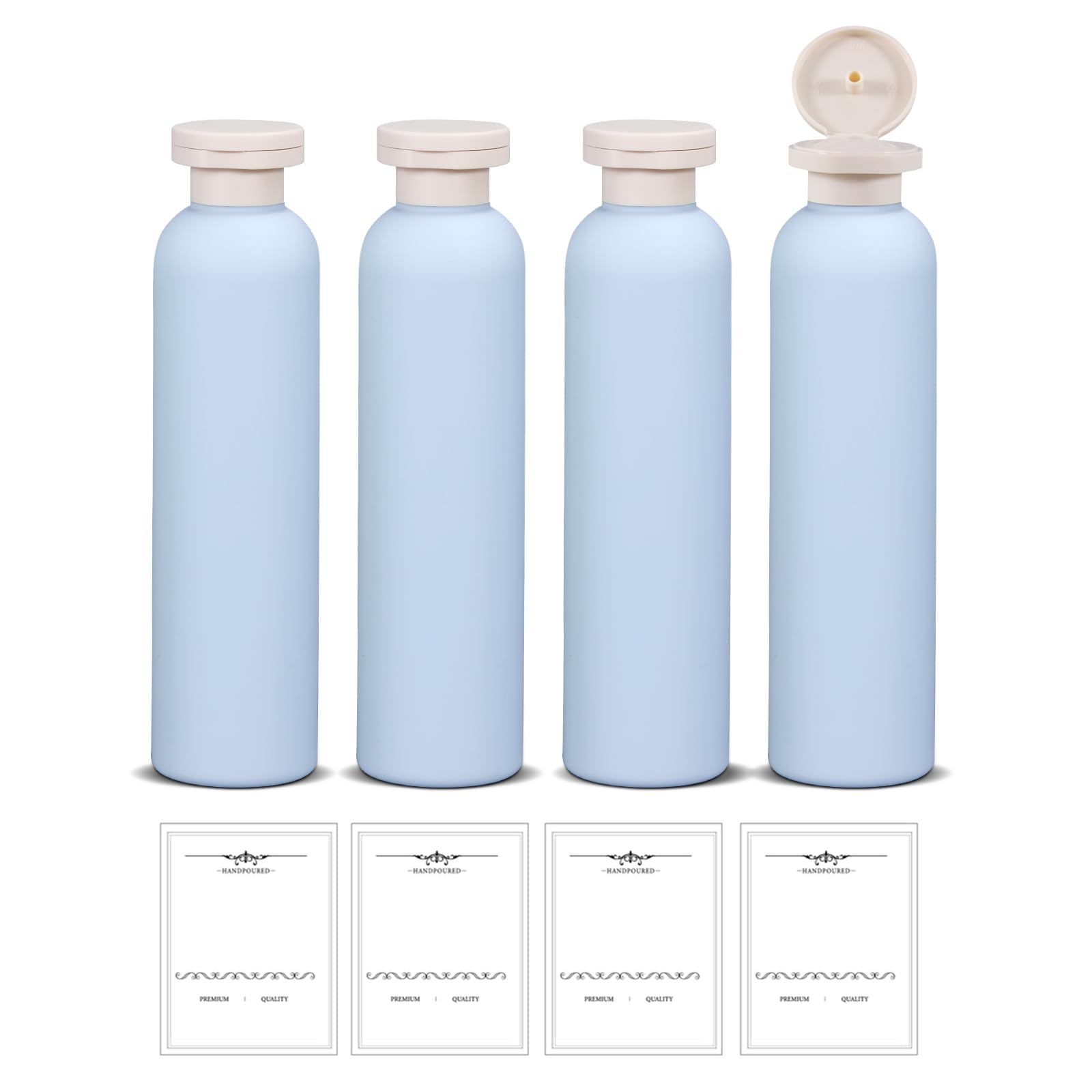 8.8oz 4-Pack Refillable Travel Shampoo & Conditioner Bottles - Leak-Proof Squeeze Bottles with Flip Cap for Toiletries | TSA Approved Travel Size Containers for Vacation, Gym & Camping Essentials