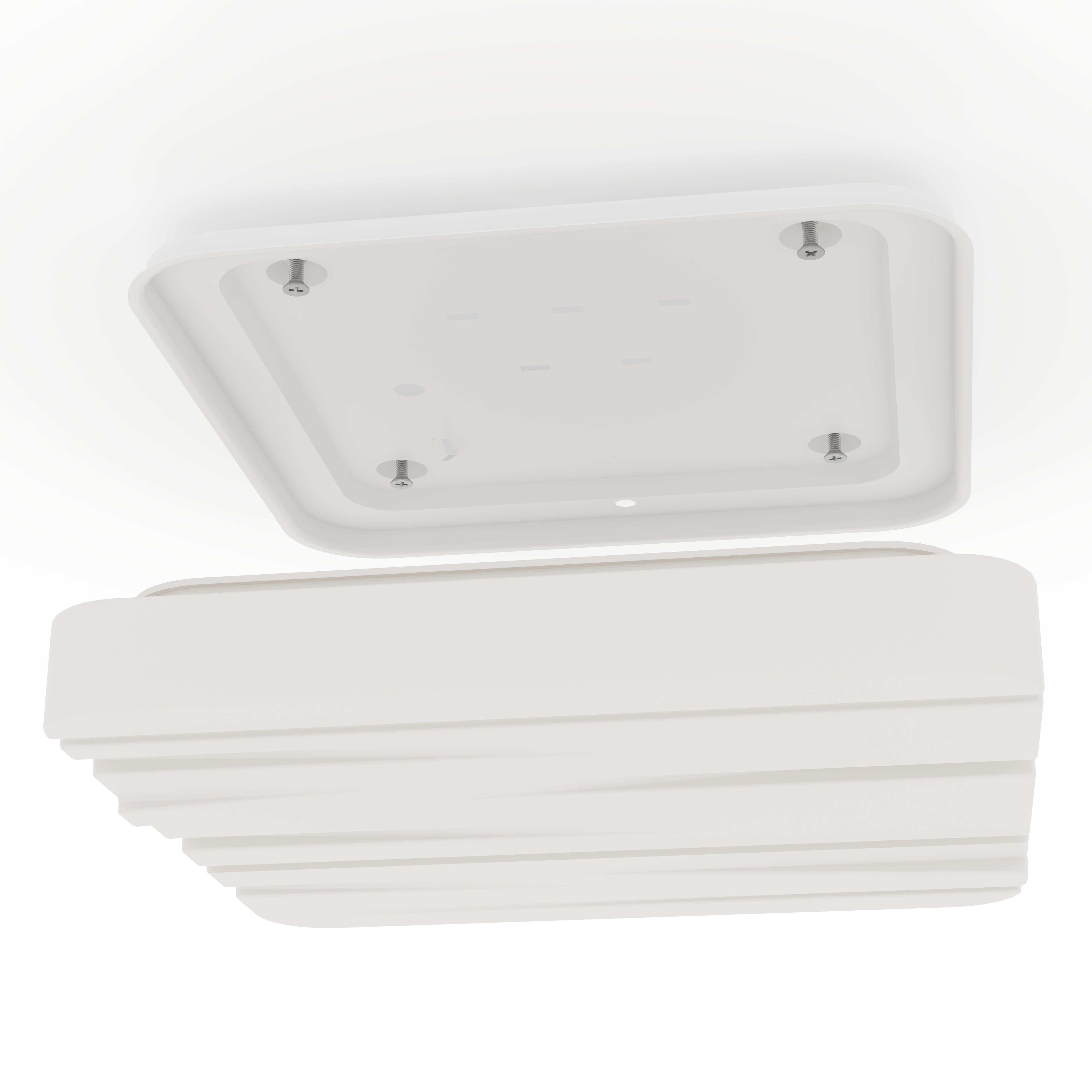 Eglo Ferentino 28cm LED Square White Ceiling Flush Mount Light - Modern Lighting for Bedroom, Kitchen & Hallway