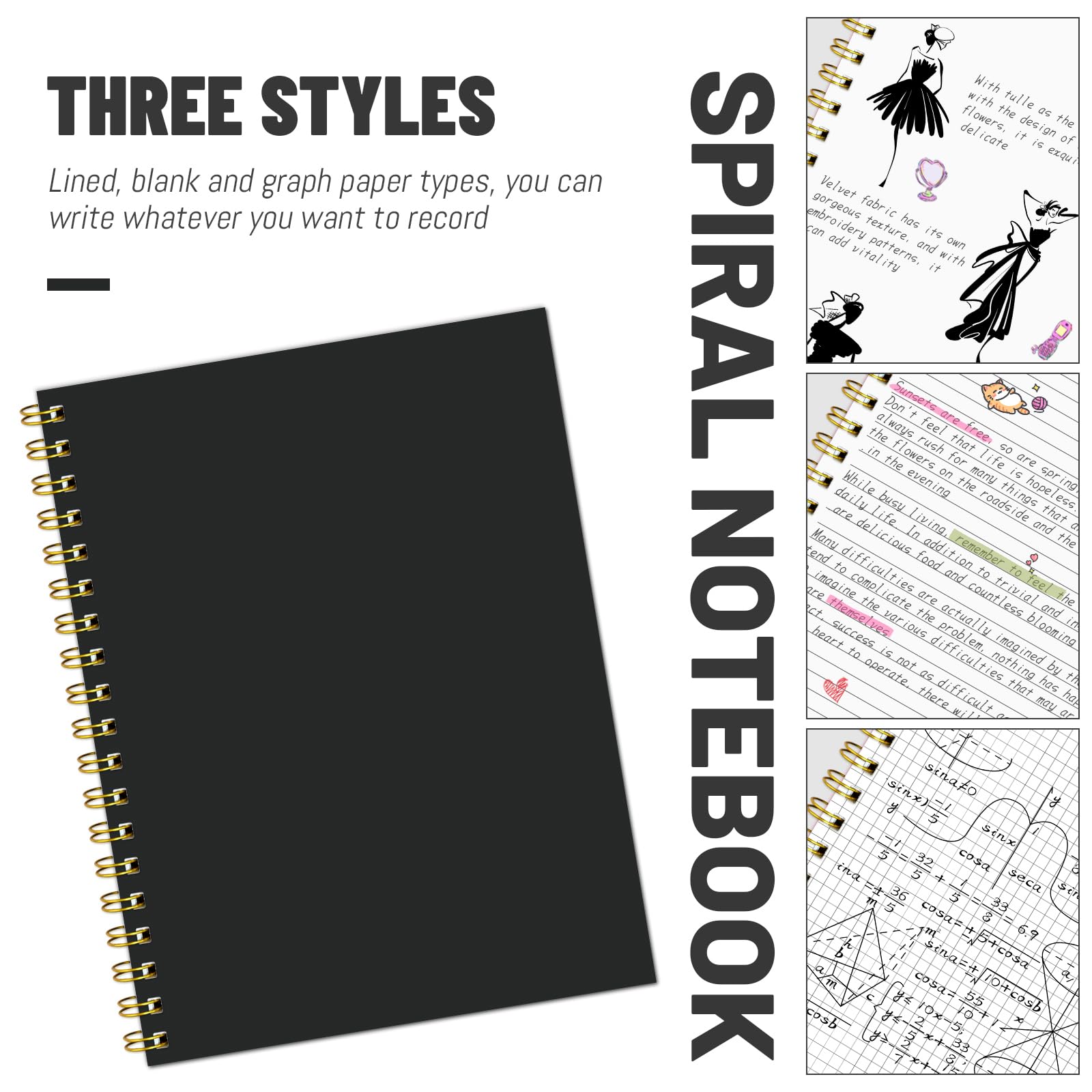 Premium 4-Pack B5 Grid Spiral Notebooks - 7.48