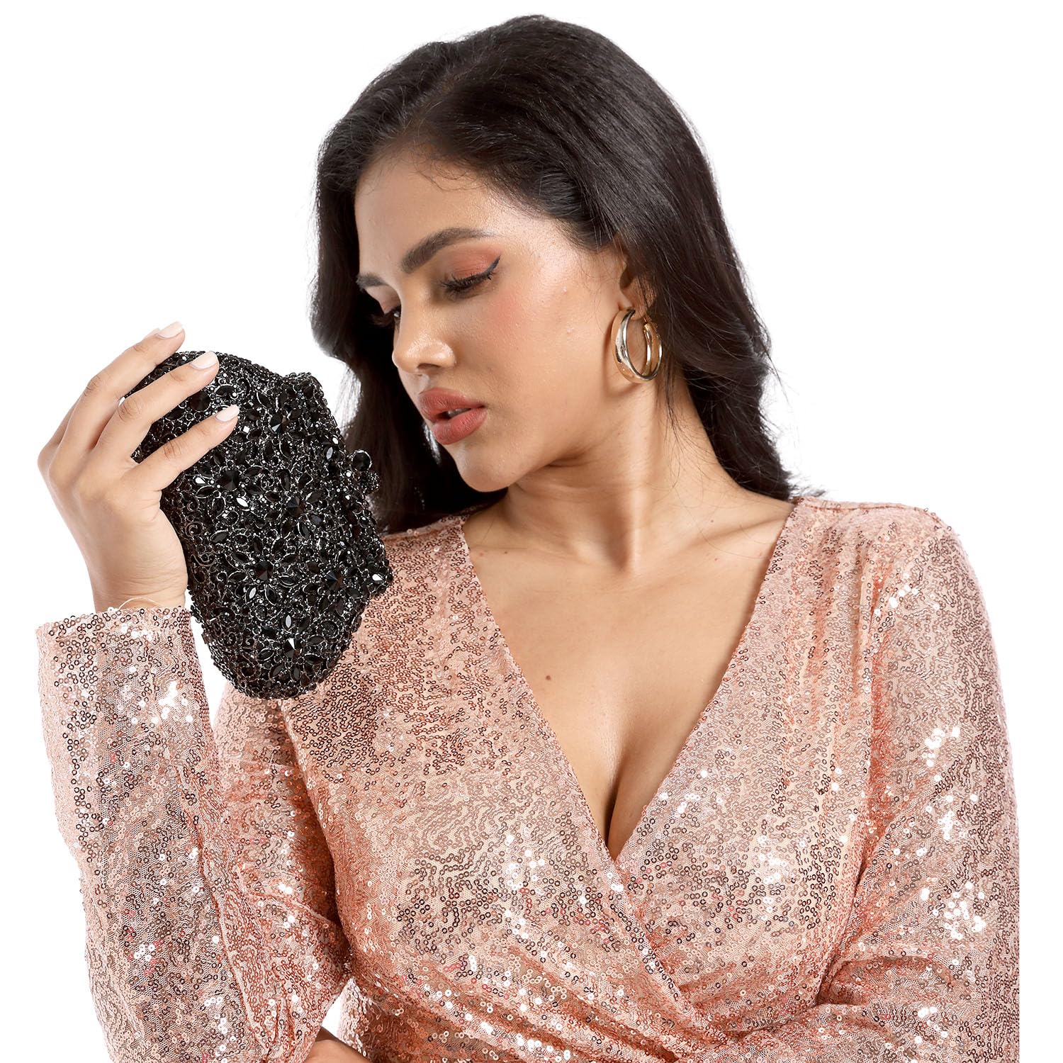FGG Women's Crown Minaudiere Handbag - Elegant Crystal Flower Clutch Purse for Formal Evening, Wedding & Special Occasions | Perfect for Prom, Gala & Bridal Accessories