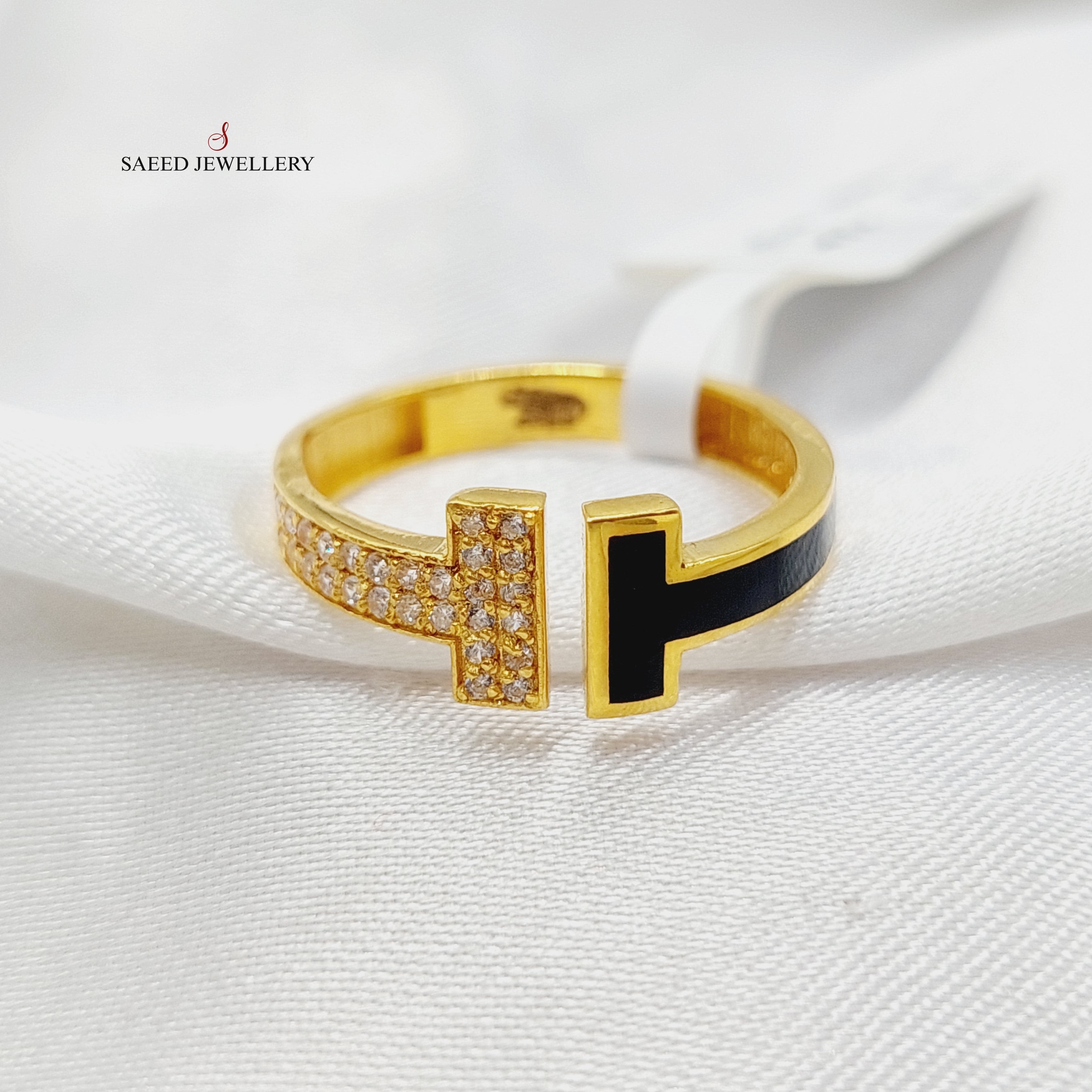 Stylish Enamel & Zircon Studded Bar Ring for Women - Elegant Fashion Jewelry for Parties, Date Nights & Special Occasions