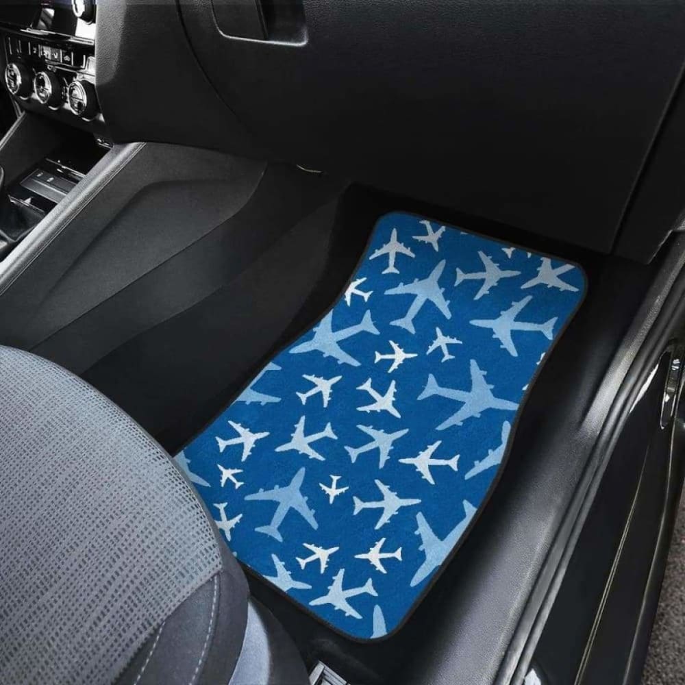 Airplane Pattern Car Mats - Front & Back Custom Fit Floor Liners for Cars, Trucks & SUVs | Durable & Stylish Interior Accessories for Travel & Road Trips