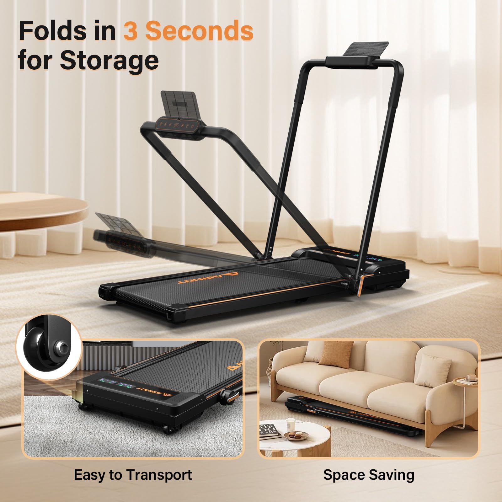 2.5HP Under Desk Treadmill with Remote Control & LED Display - Quiet Walking Pad for Home Office, Compact Space - Portable Treadmill for Work from Home & Small Apartments - Perfect for Exercise While Working or Watching TV