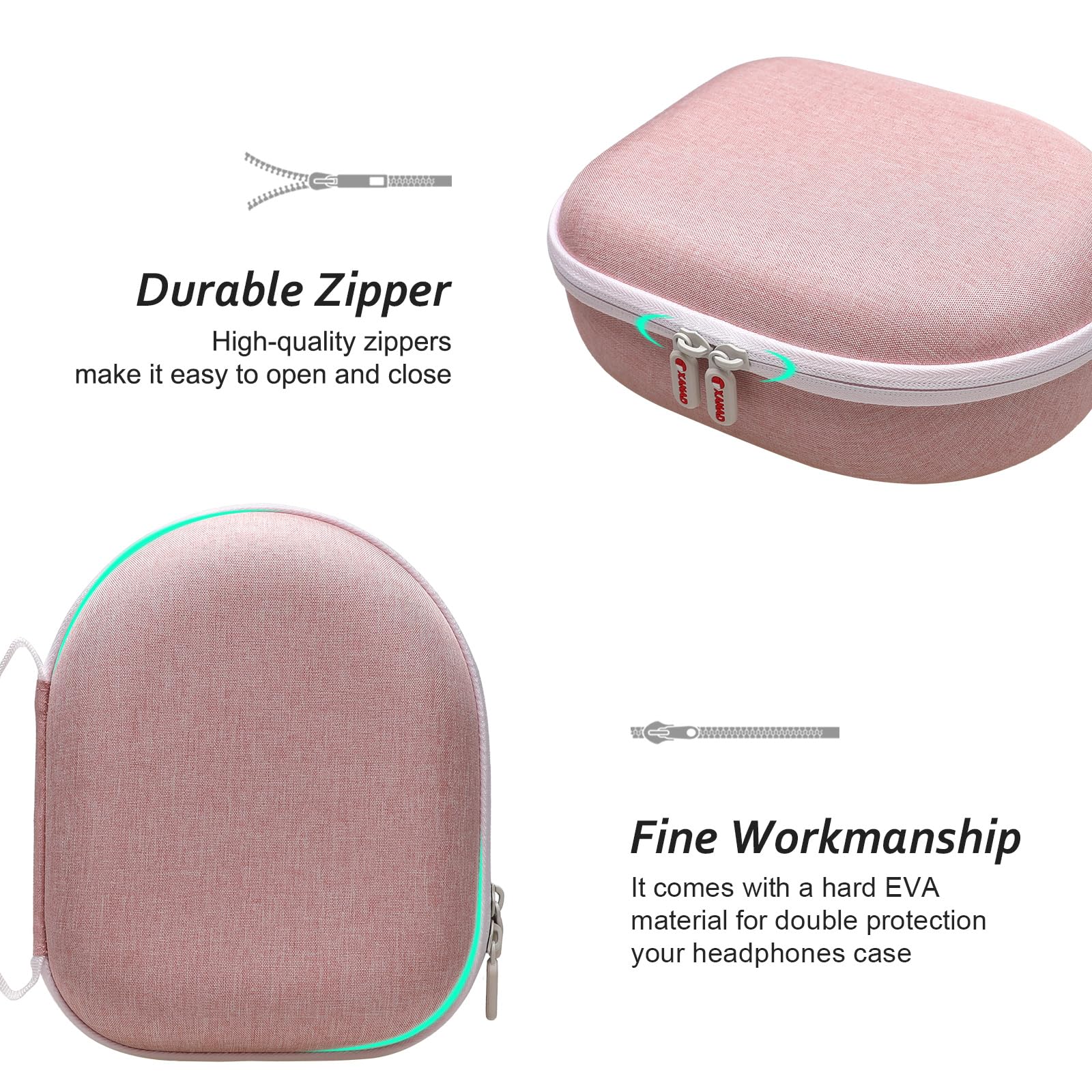 Premium Headphone Case for JBL, Beats, Sony, Bose & More - Shockproof Travel Storage Bag for Wireless Earbuds & Headphones (Pink) - Perfect for Gym, Travel & Daily Commute
