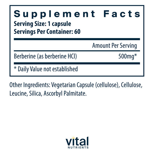 Vital Nutrients Berberine 500mg Supplement - Supports Healthy Blood Sugar & Metabolism - Perfect for Daily Wellness Routine