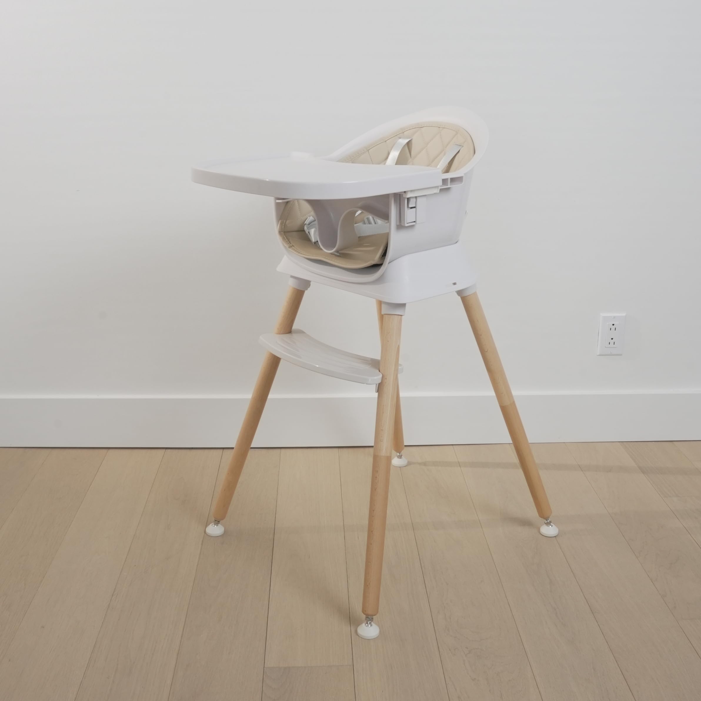 3-in-1 Convertible Wooden High Chair for Babies & Toddlers - Adjustable Dining Booster Seat & Toddler Chair - Easy Clean Infant Highchair with Modern Lightweight Design - Perfect for Home, Restaurant & Travel Use