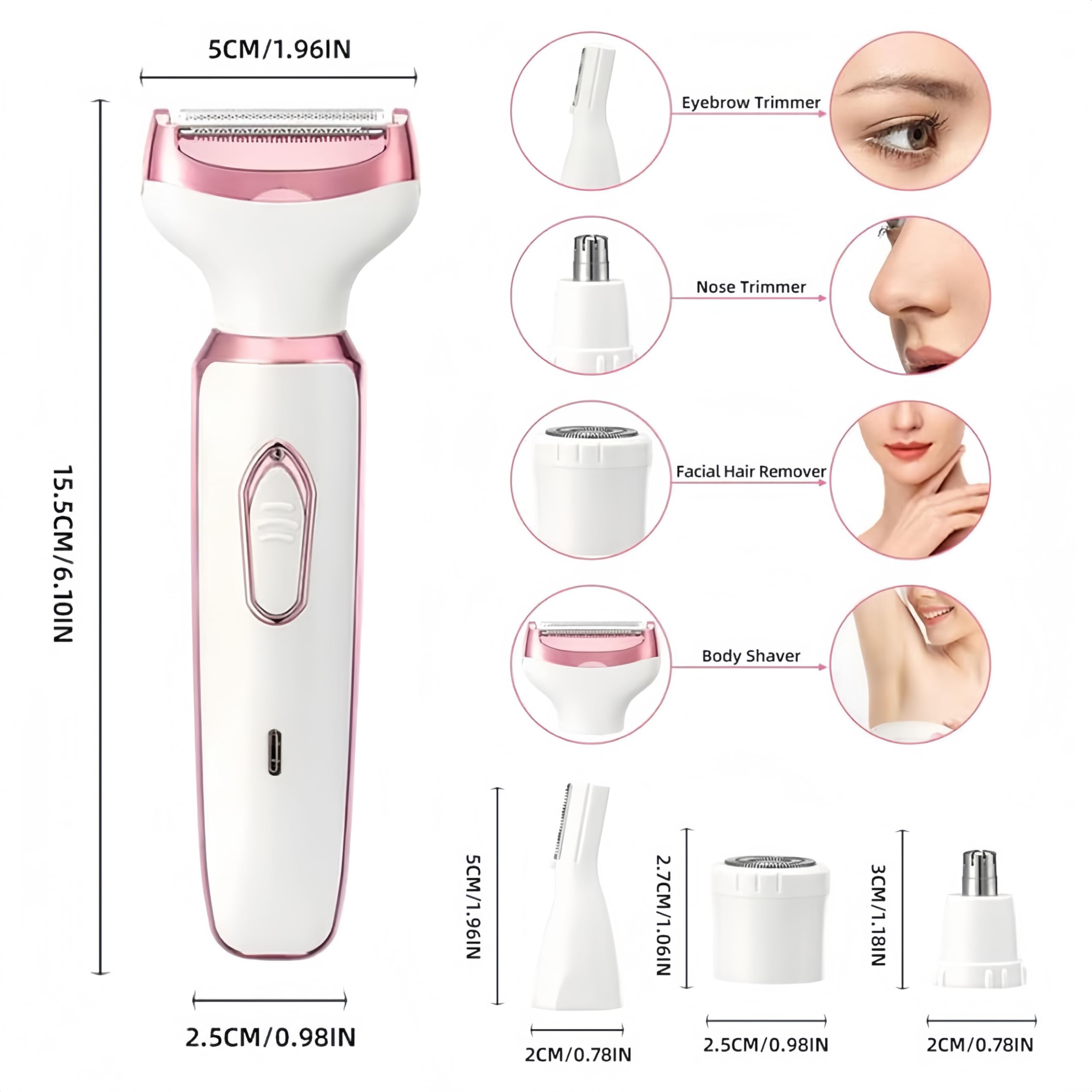 Taletseten 4-in-1 Rechargeable Waterproof Electric Shaver for Women - Bikini Trimmer, Leg & Underarm Hair Remover with Comfort Glide Technology | Perfect for Travel, Gym & Sensitive Skin Care